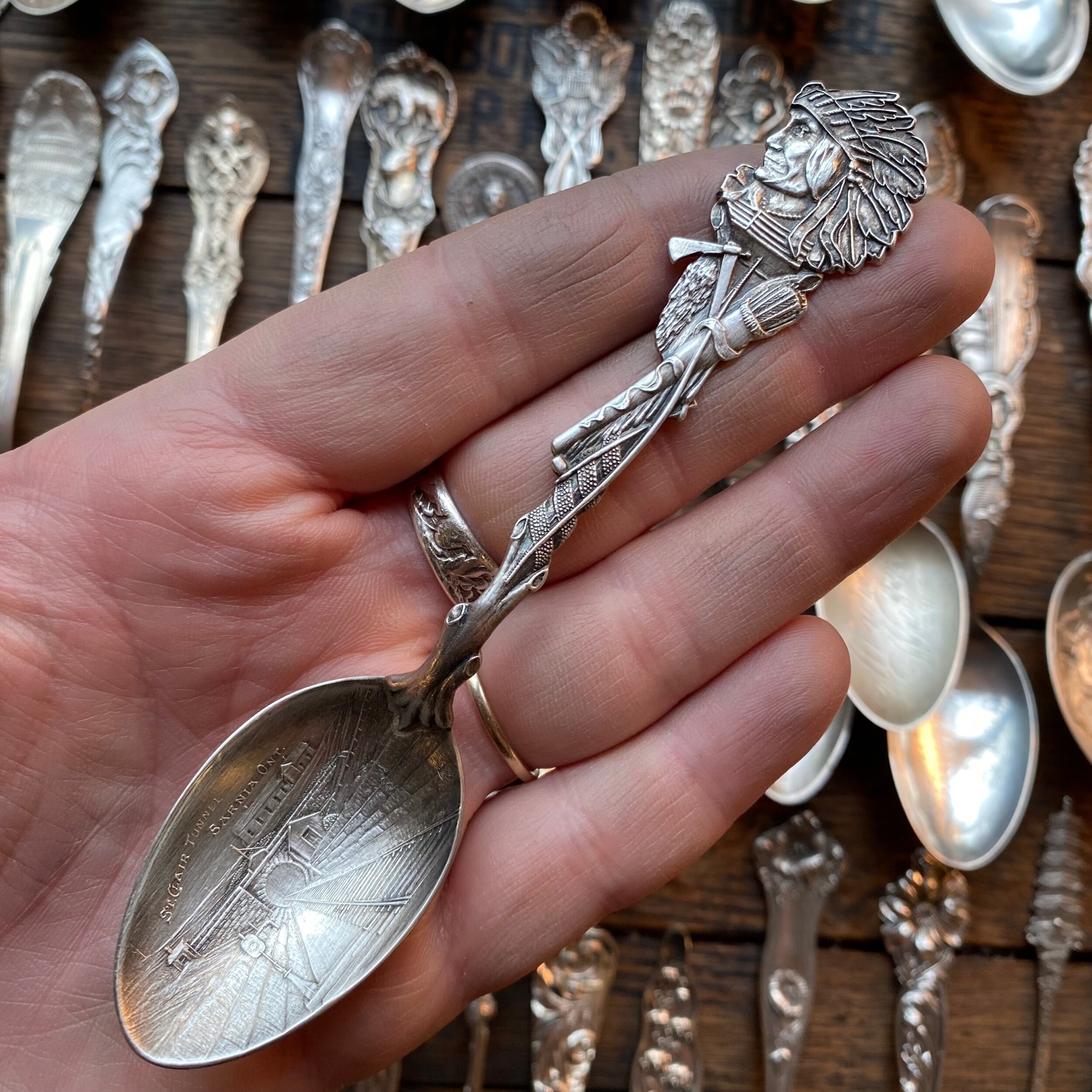 Warrior Chief Sterling Spoon Ring - LadyForge Jewelry