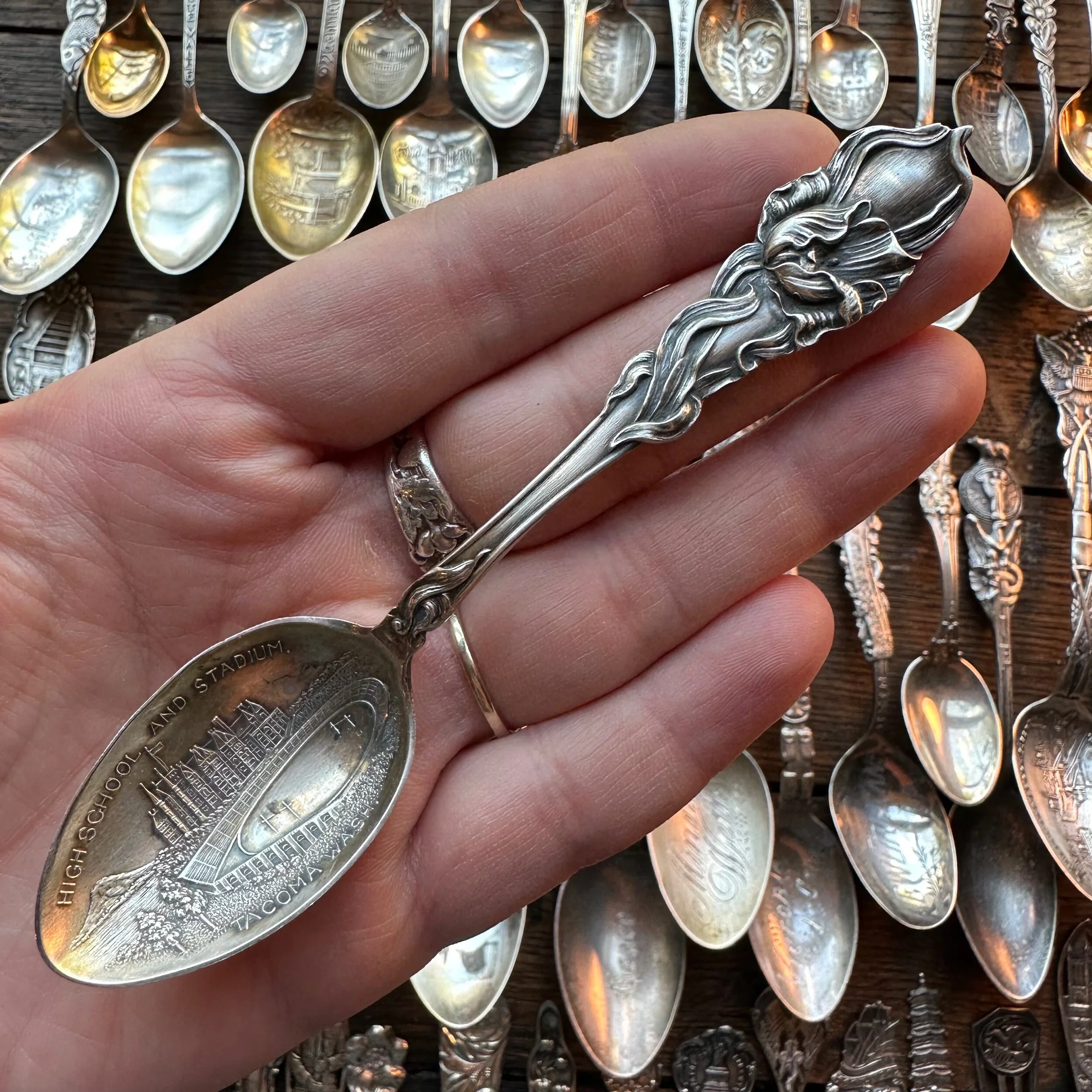 1910 Tulip Sterling Spoon Ring - LadyForge Jewelry