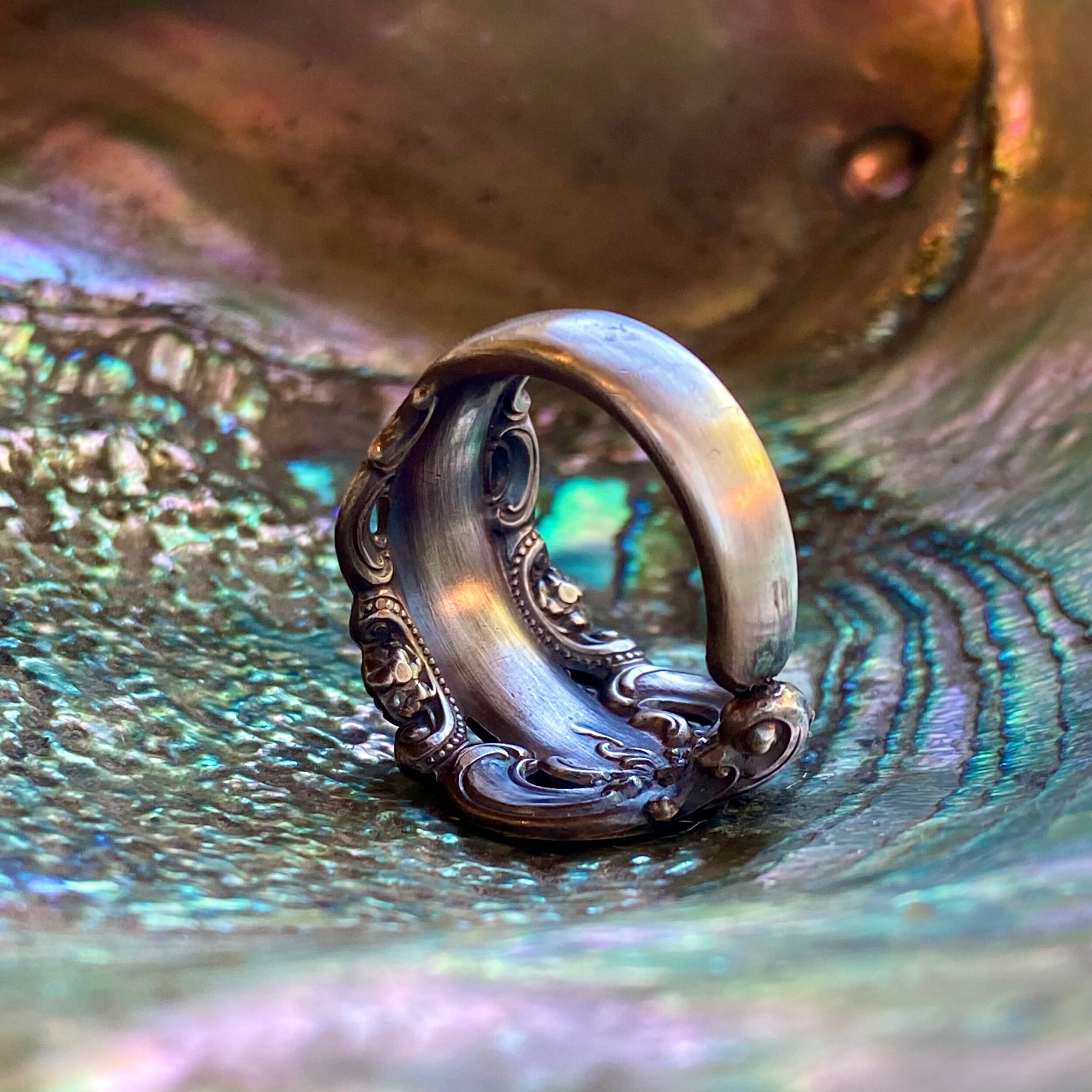 Grand Baroque Sterling Spoon Ring - Non-Spiral Version - LadyForge Jewelry
