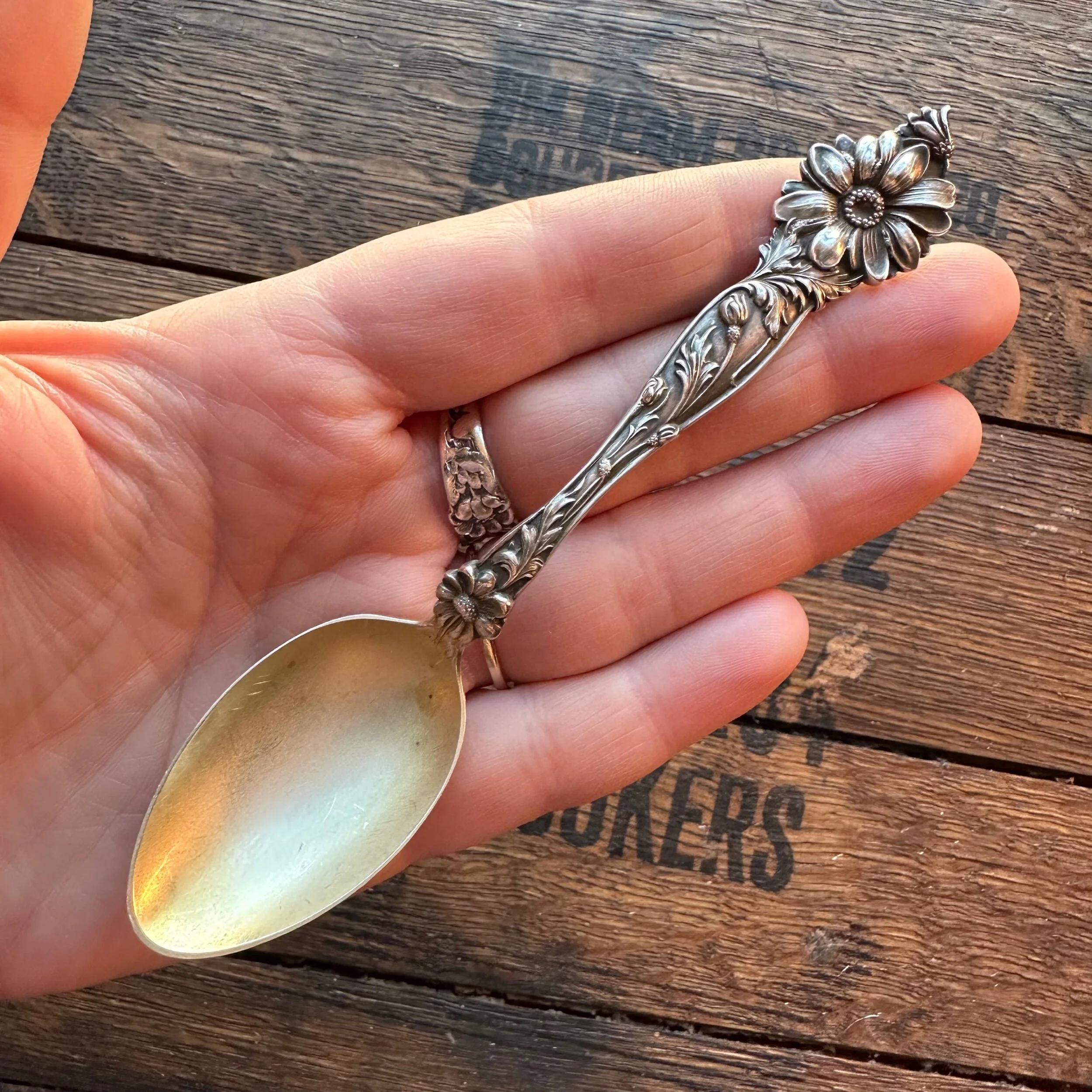 1900 Grand Daisy Sterling Spoon Ring - LadyForge Jewelry