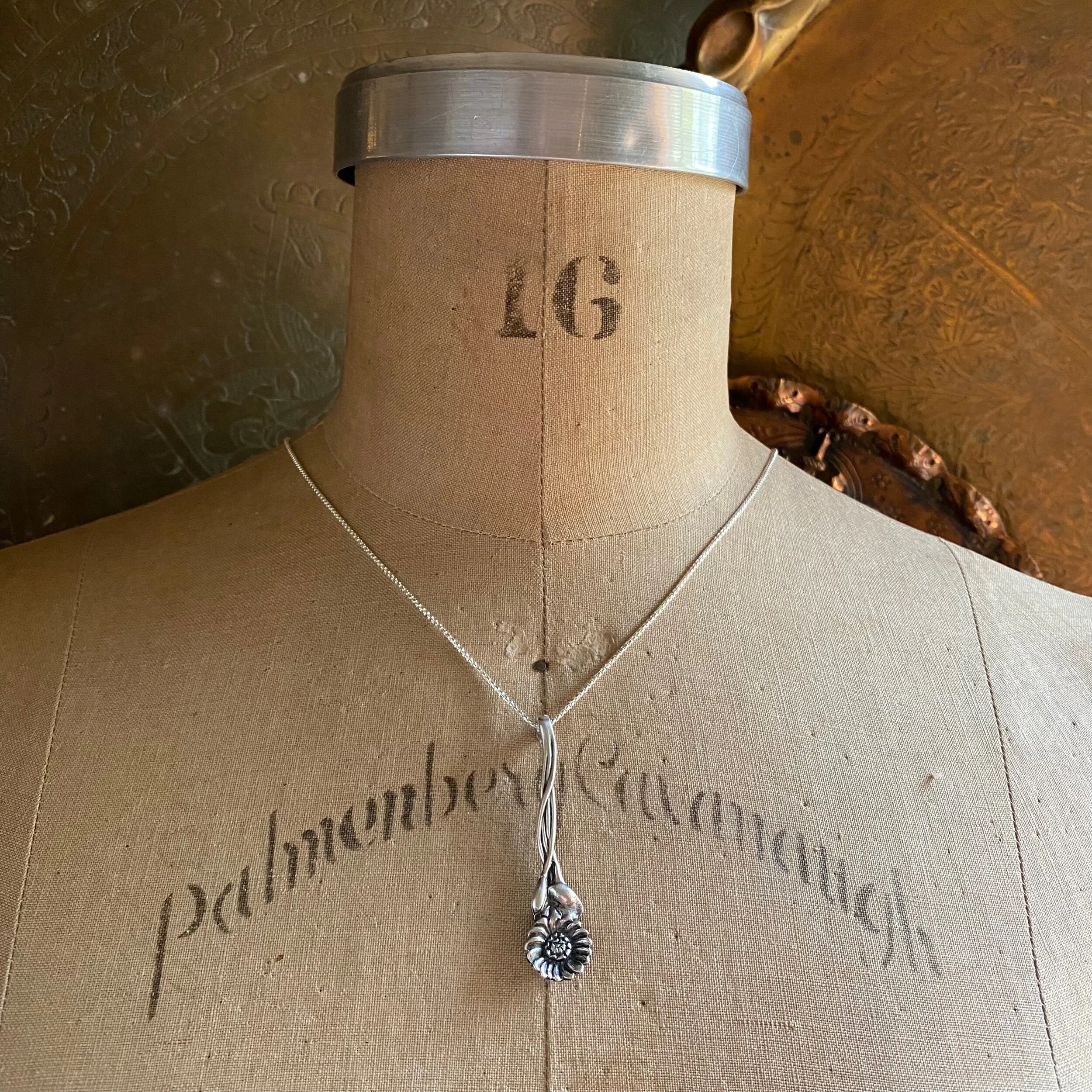 Harlequin Water Lily Sterling Spoon Necklace - LadyForge Jewelry