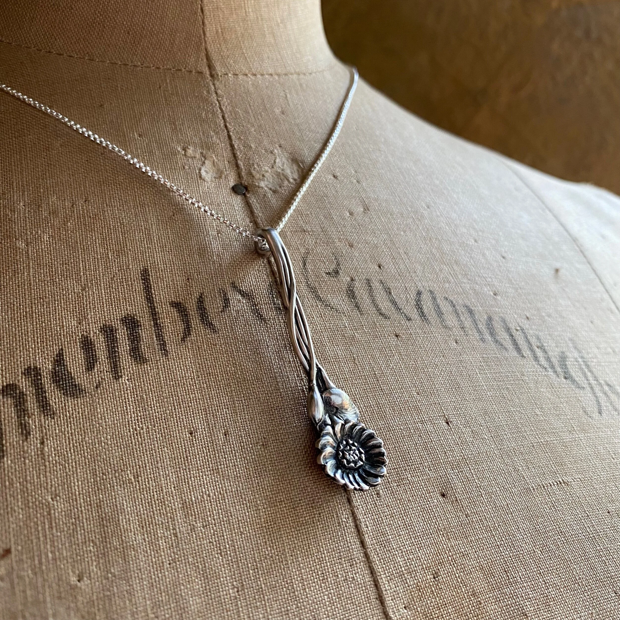 Harlequin Water Lily Sterling Spoon Necklace - LadyForge Jewelry
