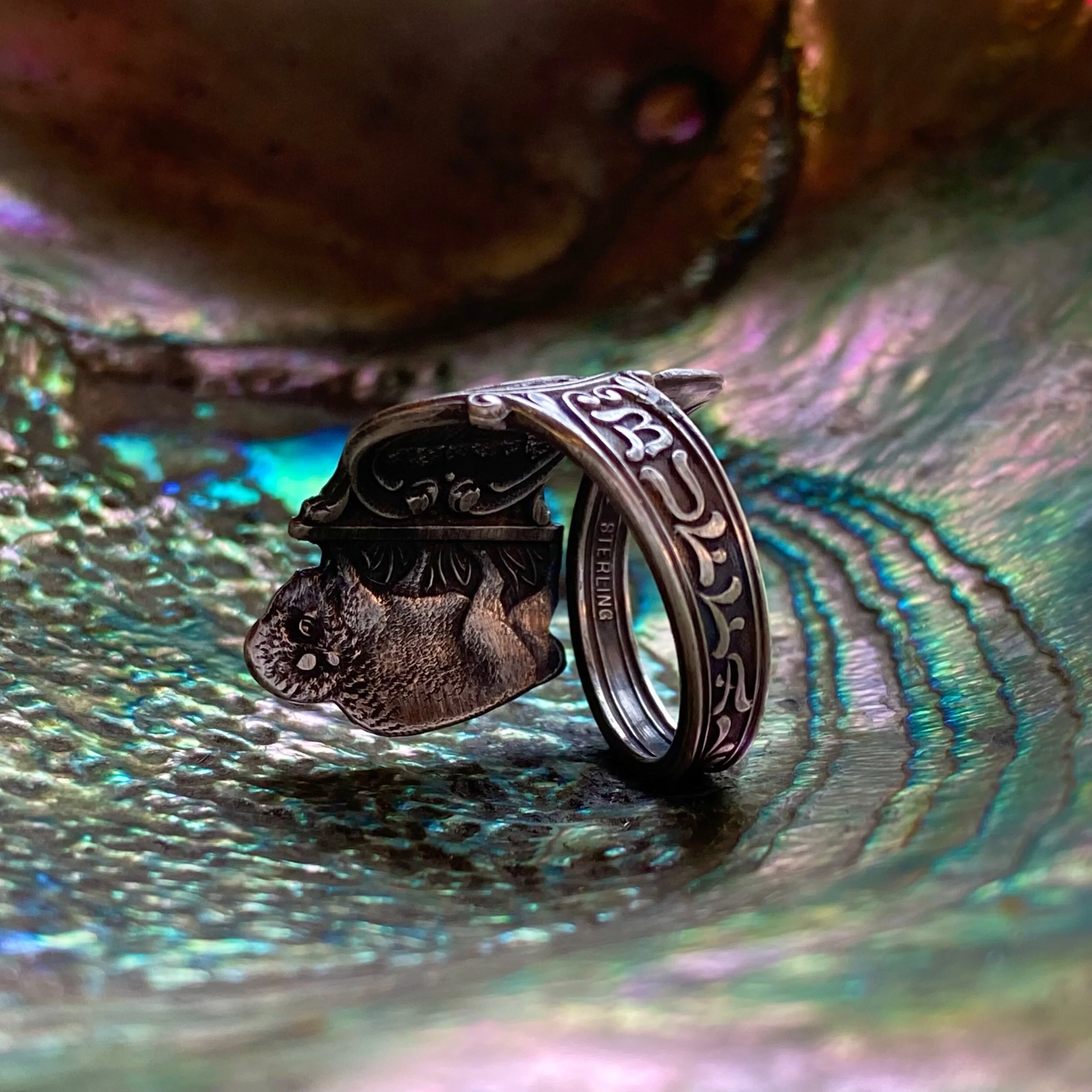 Buffalo New York Sterling Spoon Ring - LadyForge Jewelry