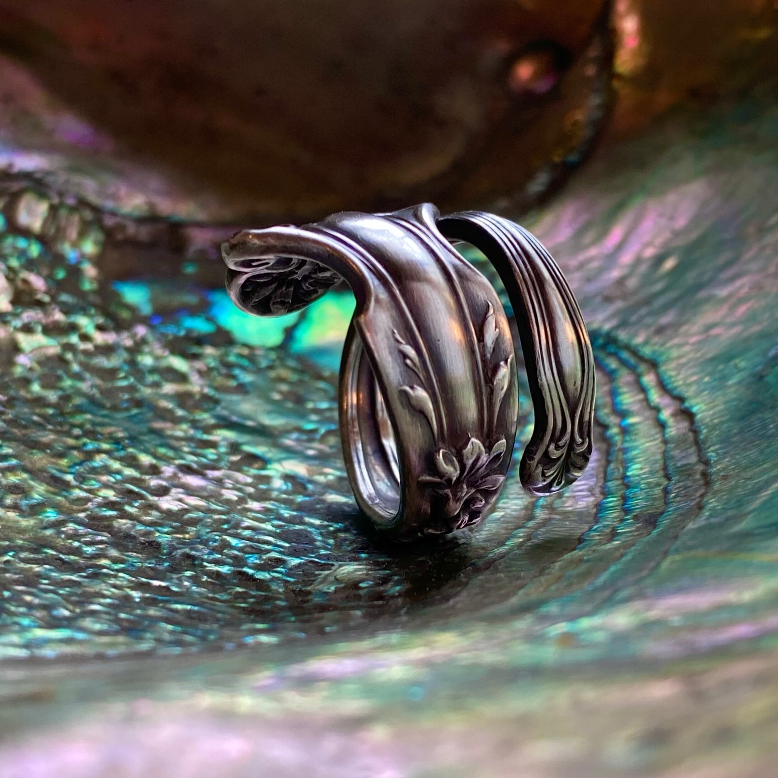 1904 Daisy Sterling Spoon Ring - LadyForge Jewelry