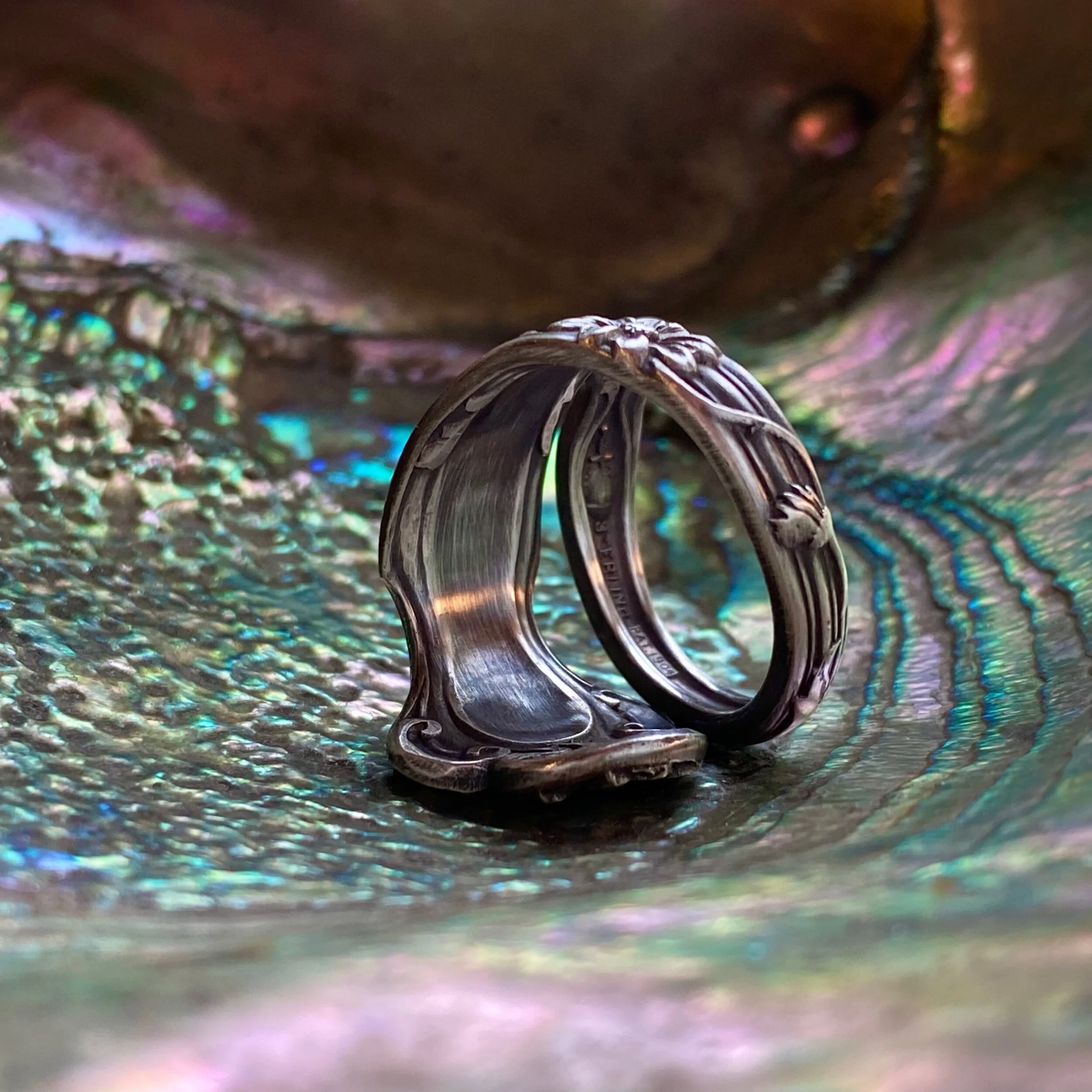1904 Daisy Sterling Spoon Ring - LadyForge Jewelry
