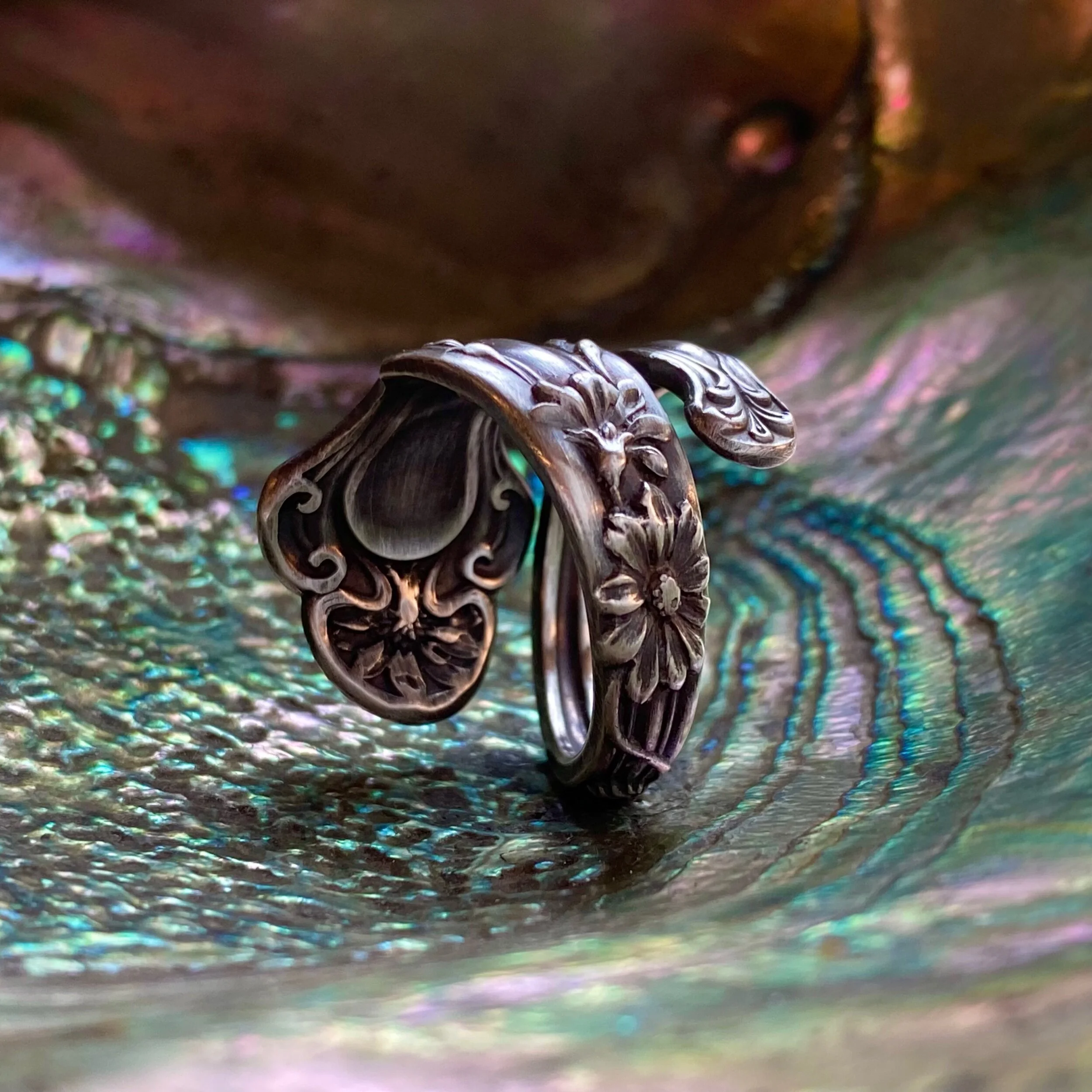 1904 Daisy Sterling Spoon Ring - LadyForge Jewelry