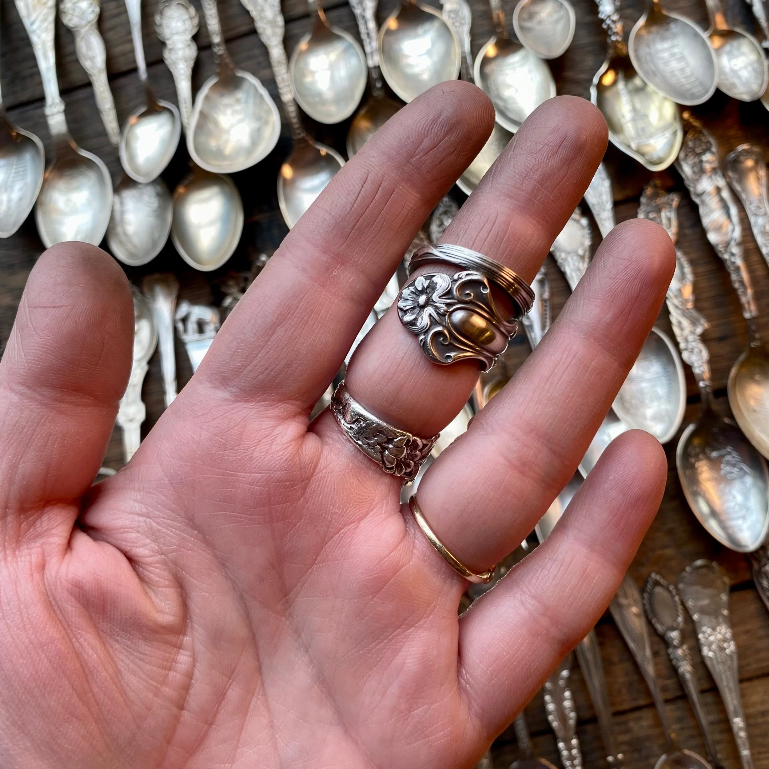 1904 Daisy Sterling Spoon Ring - LadyForge Jewelry