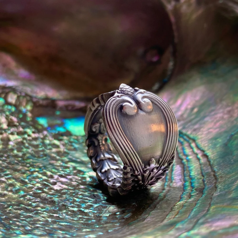 1900 Florentine Tiffany Co Sterling Spoon Ring LadyForge Jewelry