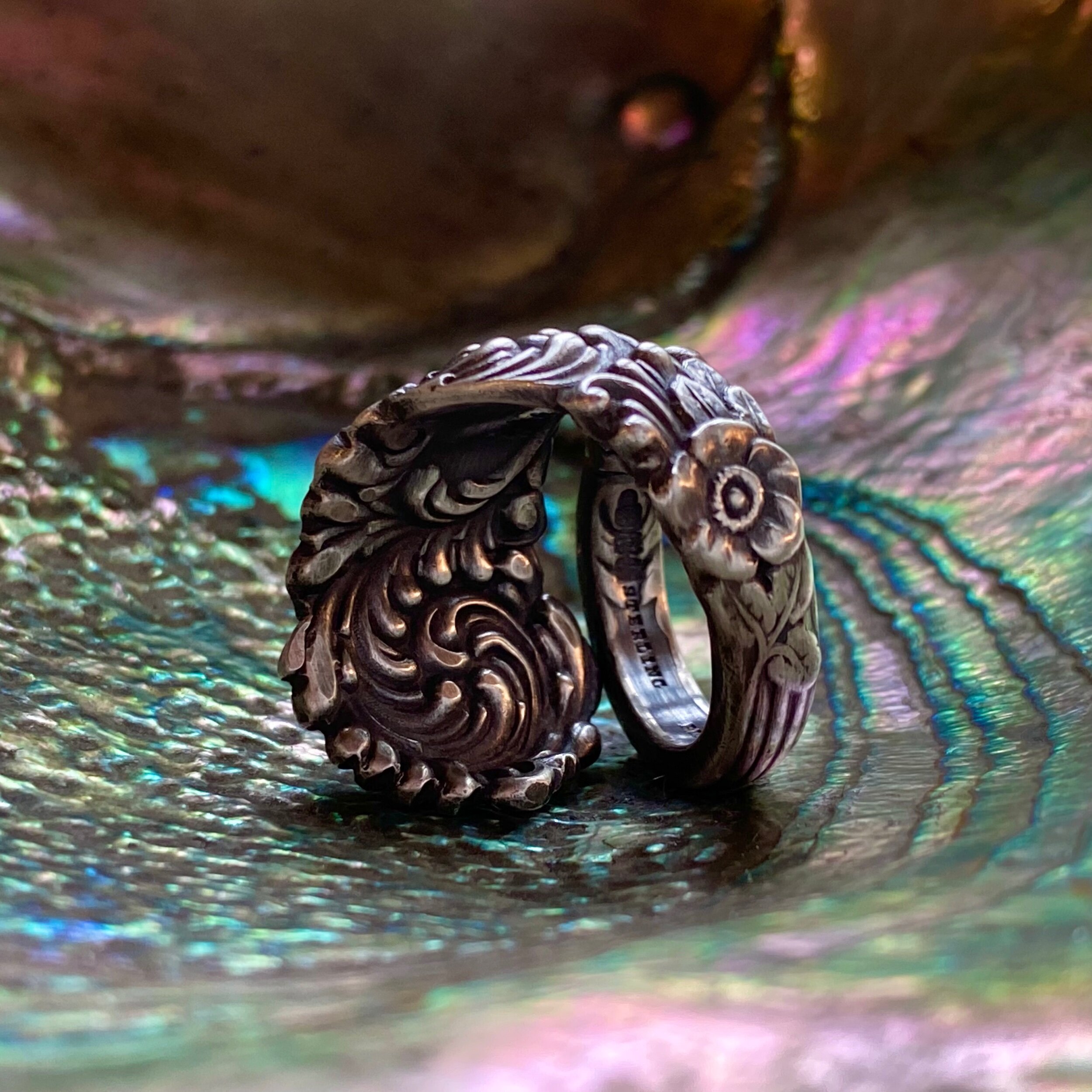 1893 Trajan Sterling Spoon Ring - LadyForge Jewelry