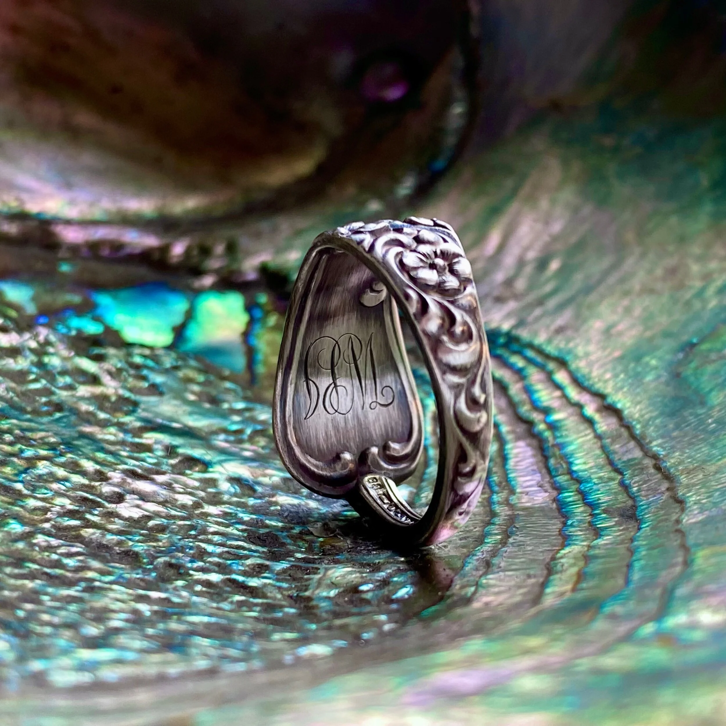 1888 Rococo Sterling Spoon Ring - LadyForge Jewelry