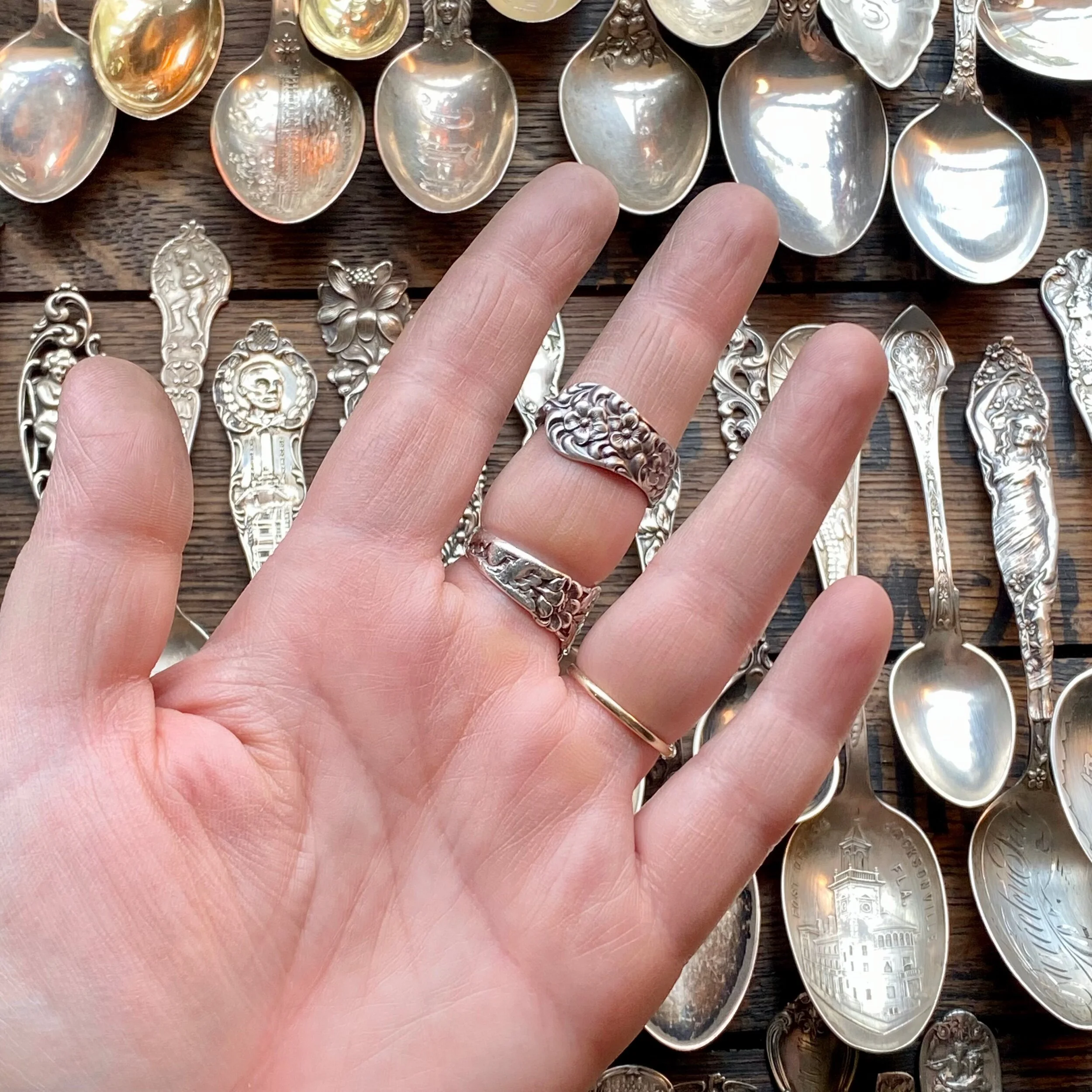 1888 Rococo Sterling Spoon Ring - LadyForge Jewelry