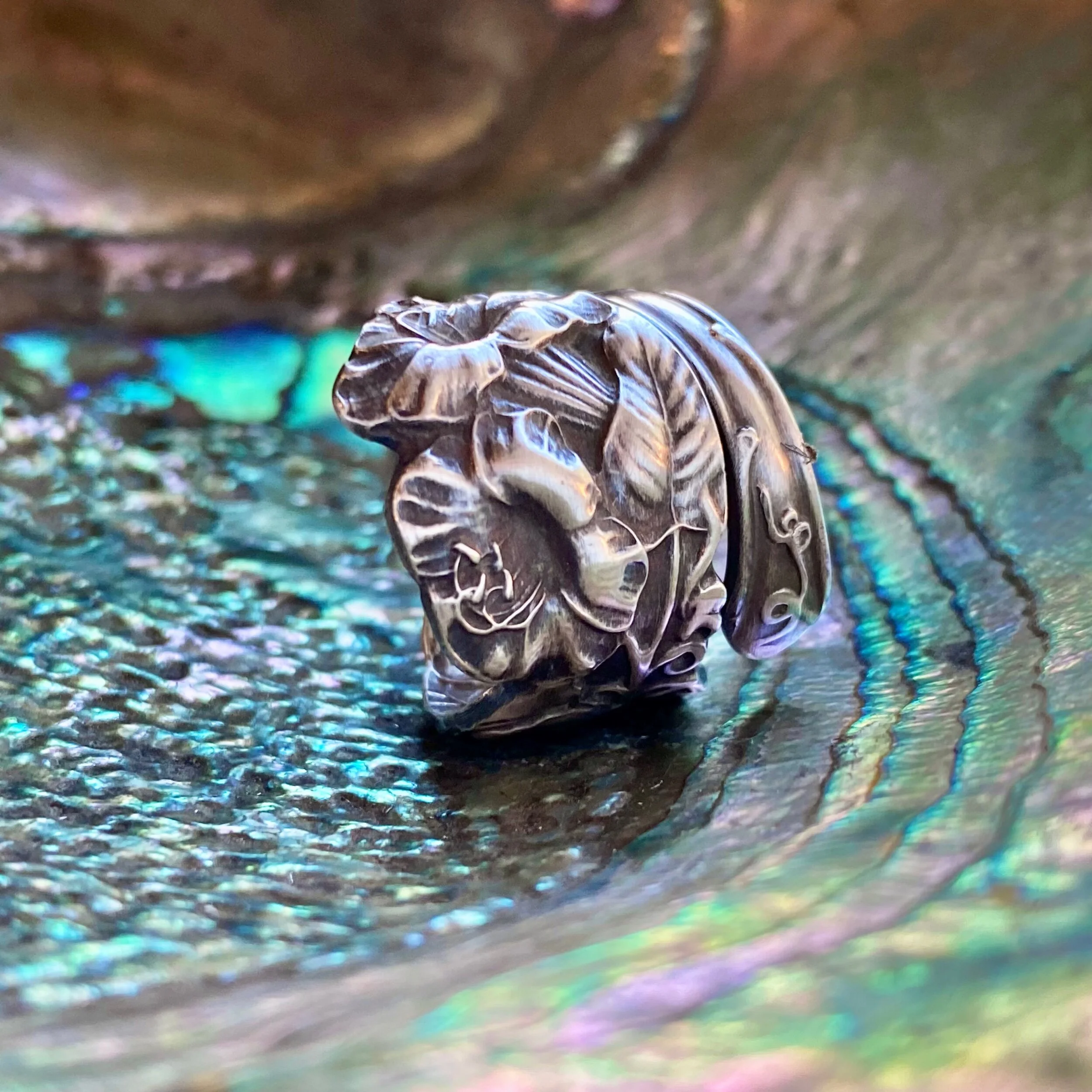 Morning Glory Sterling Spoon Ring - LadyForge Jewelry
