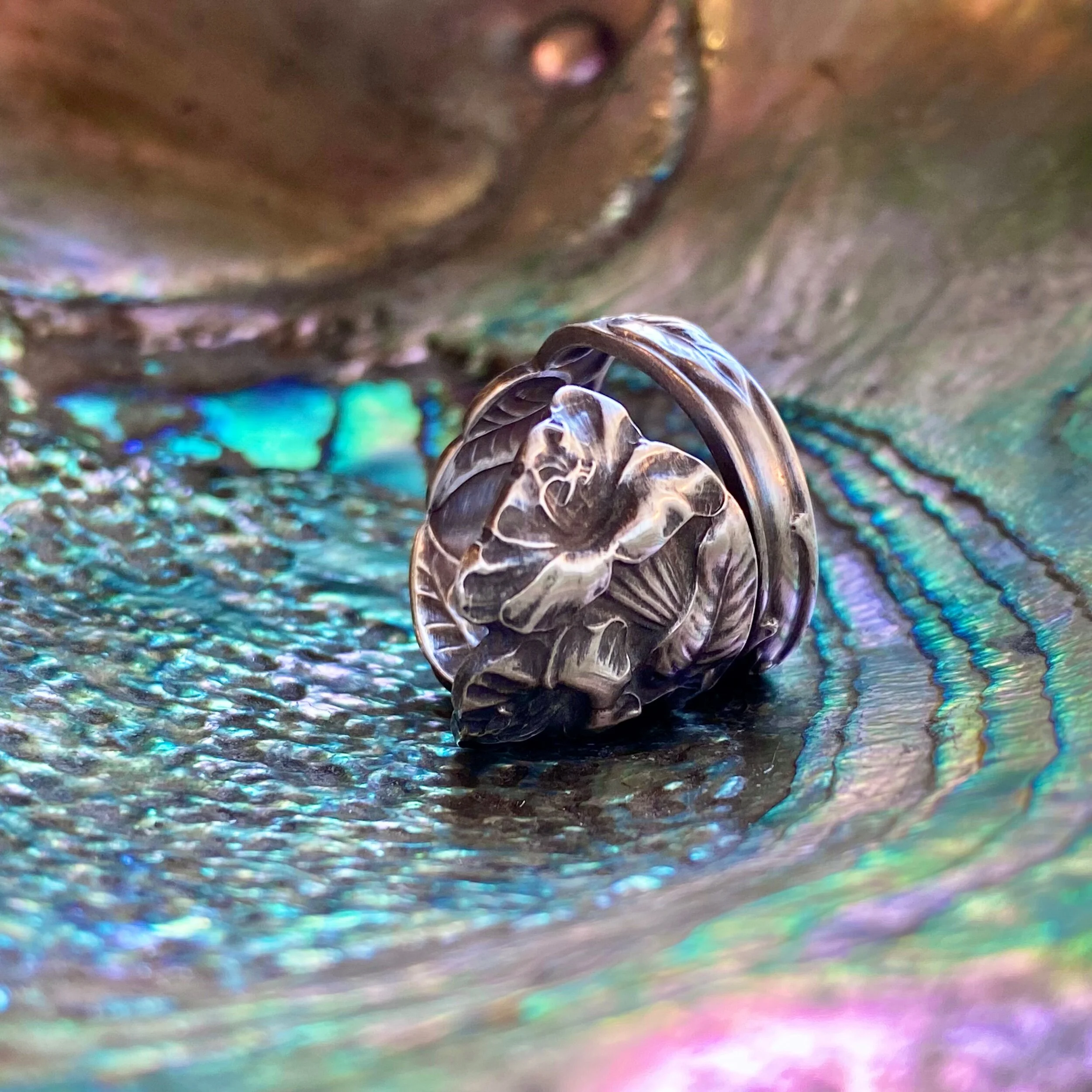 Morning Glory Sterling Spoon Ring - LadyForge Jewelry