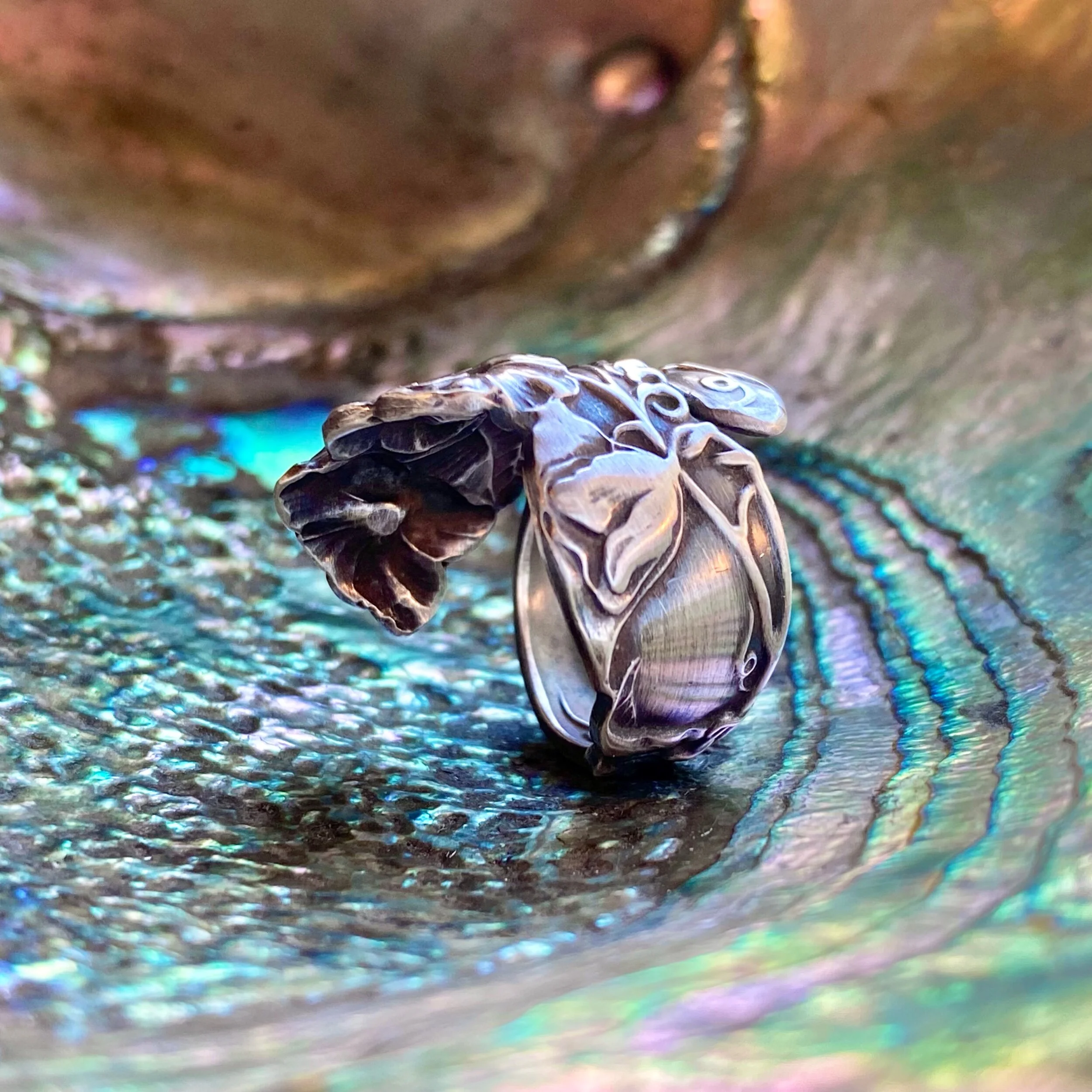 Morning Glory Sterling Spoon Ring - LadyForge Jewelry