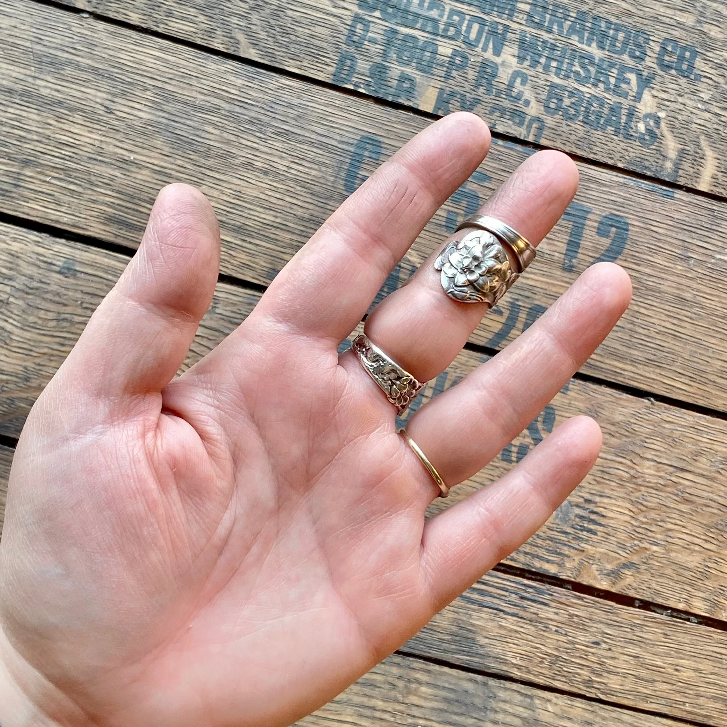 1909 Columbine Sterling Spoon Ring - LadyForge Jewelry