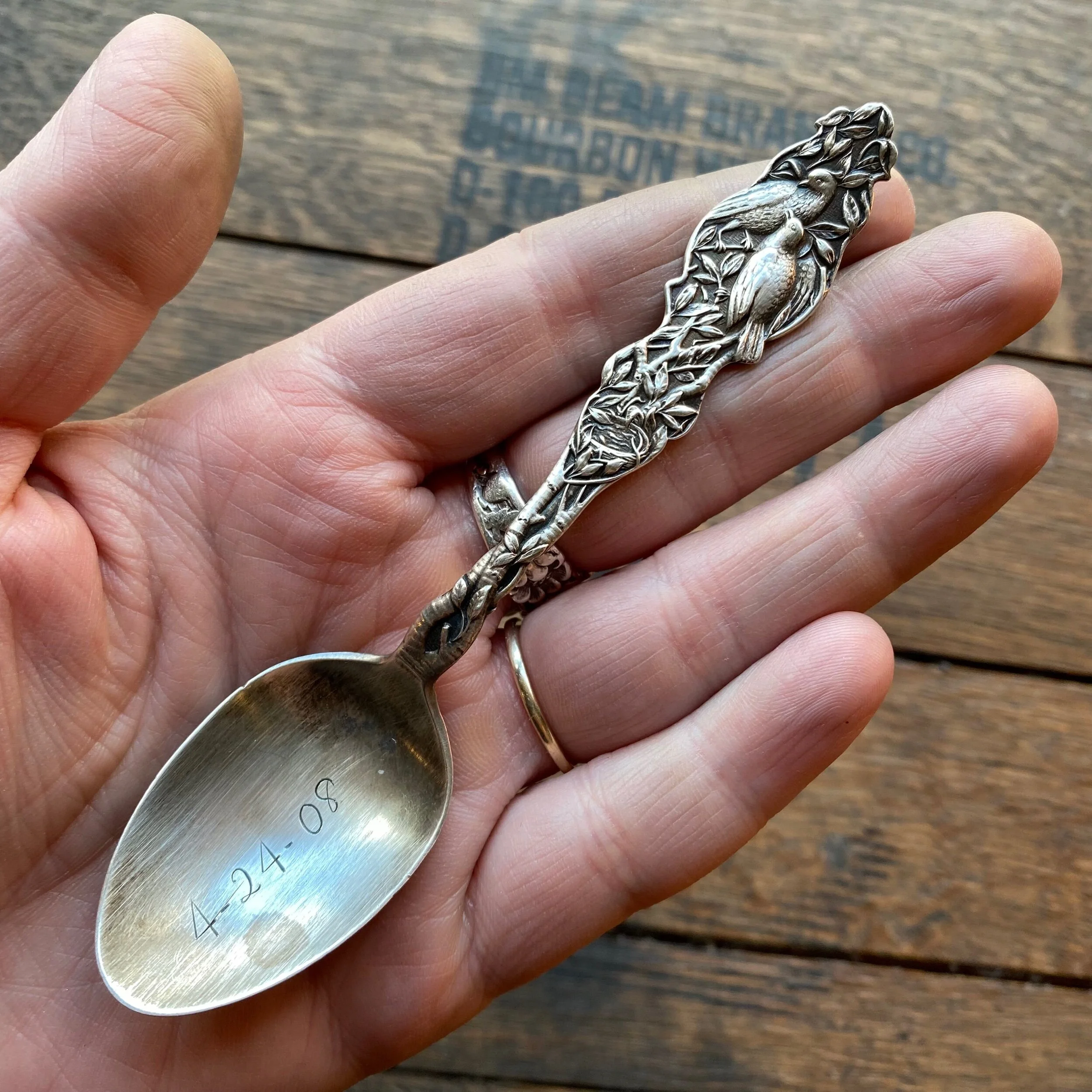 Lovebirds Nest Sterling Spoon Ring - LadyForge Jewelry