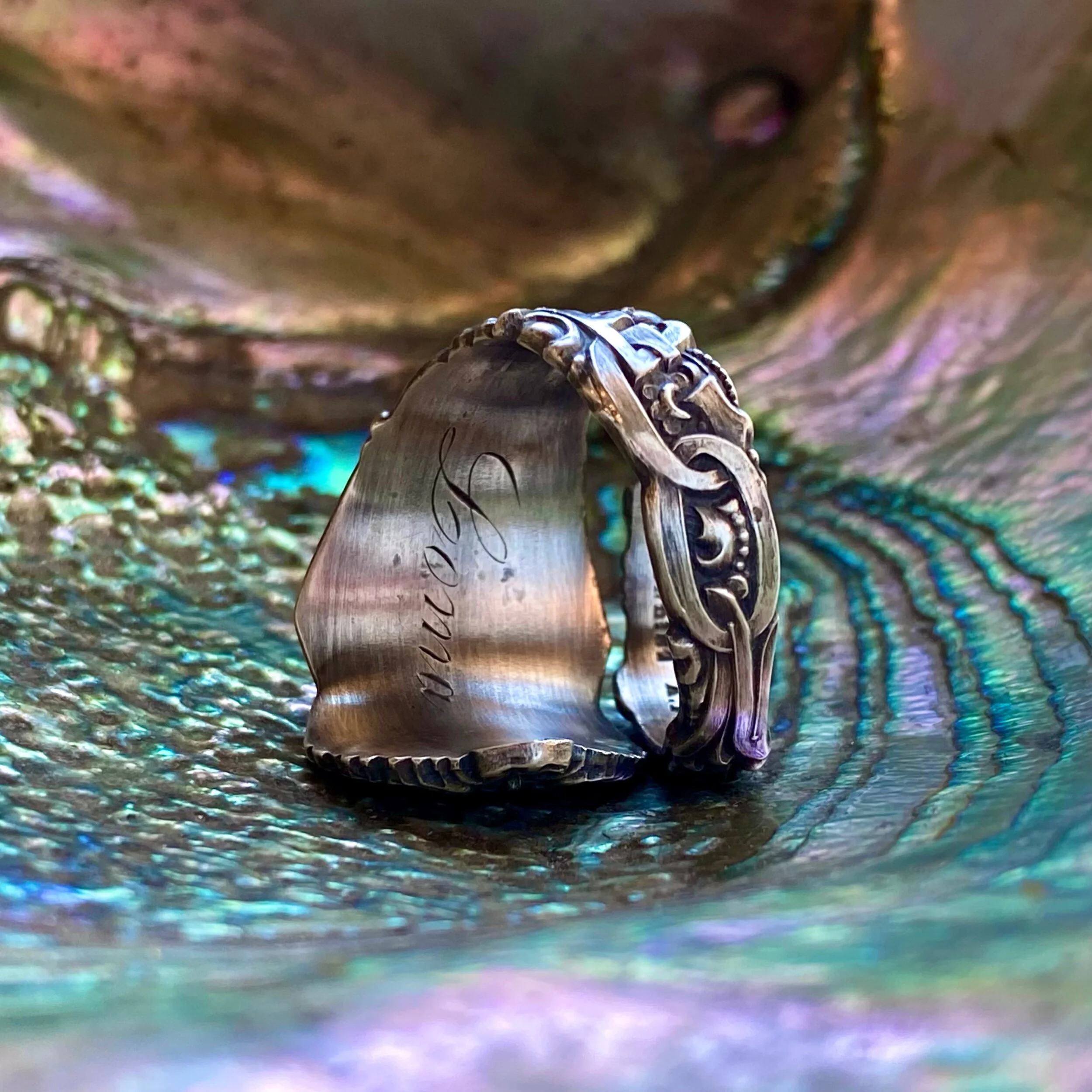 Grand Oregon Sterling Spoon Ring - LadyForge Jewelry