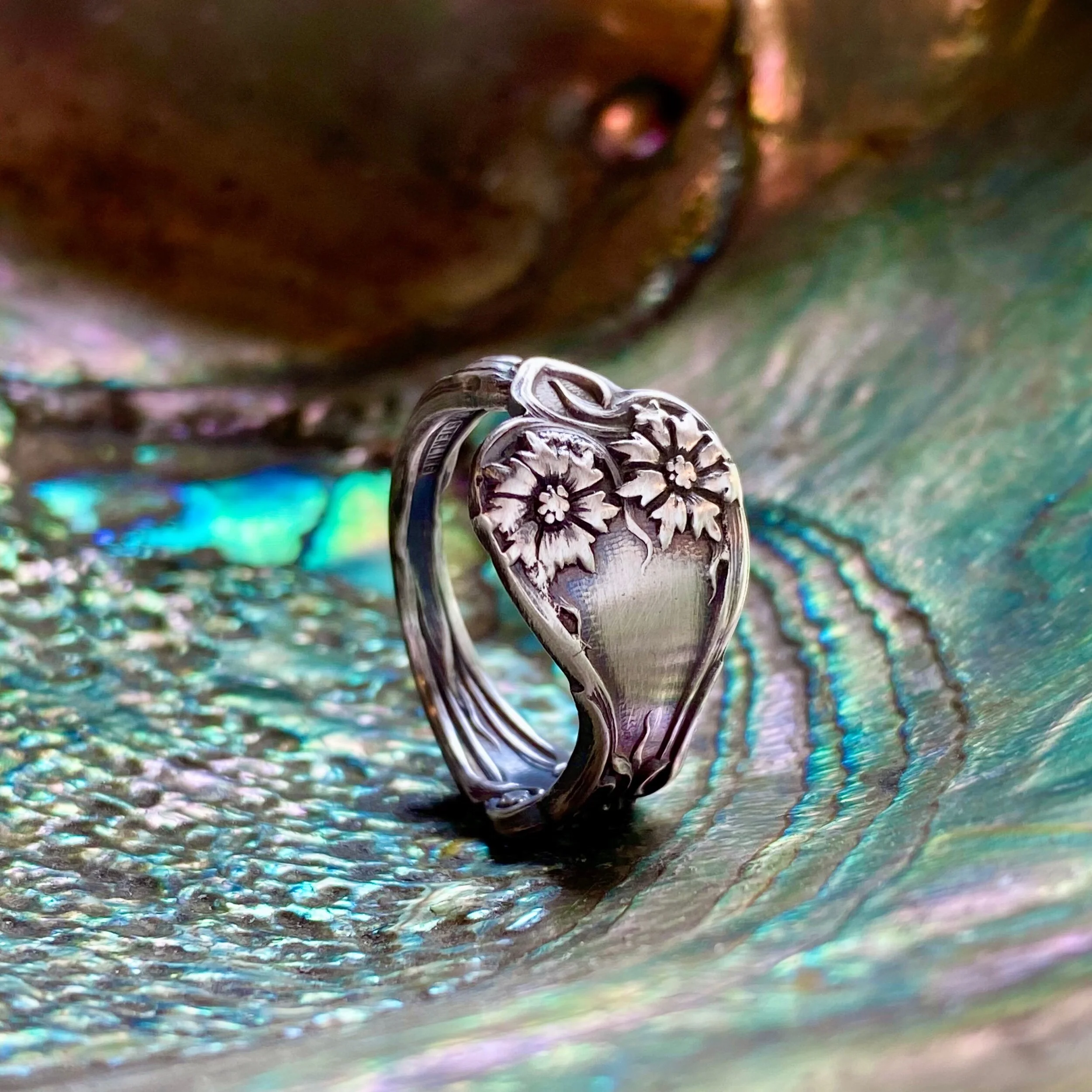 1900 Majestic Sterling Spoon Ring - LadyForge Jewelry