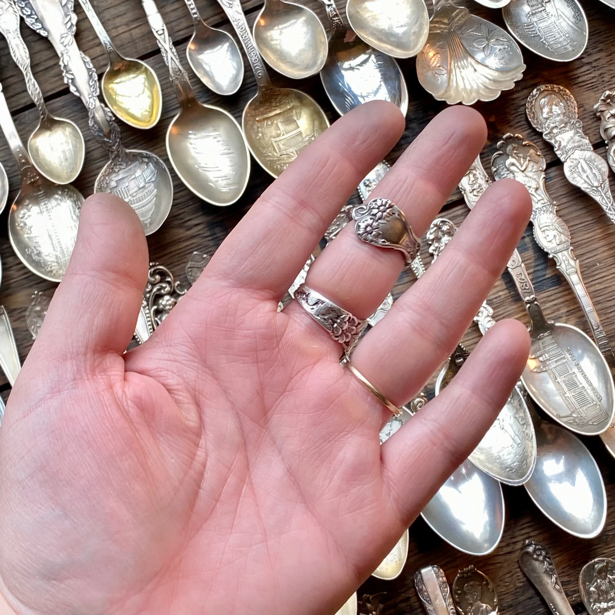 1900 Majestic Sterling Spoon Ring - LadyForge Jewelry