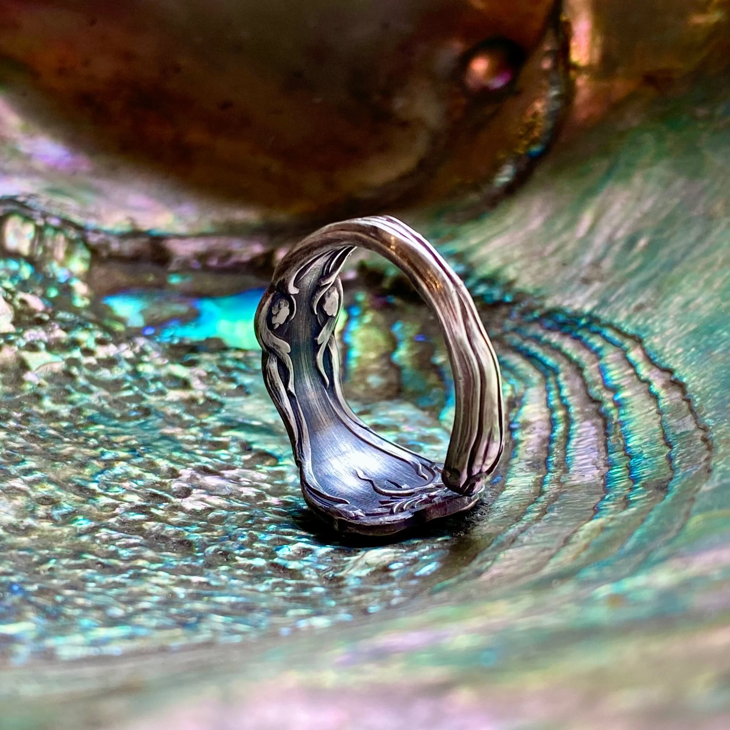 1900 Majestic Sterling Spoon Ring - LadyForge Jewelry