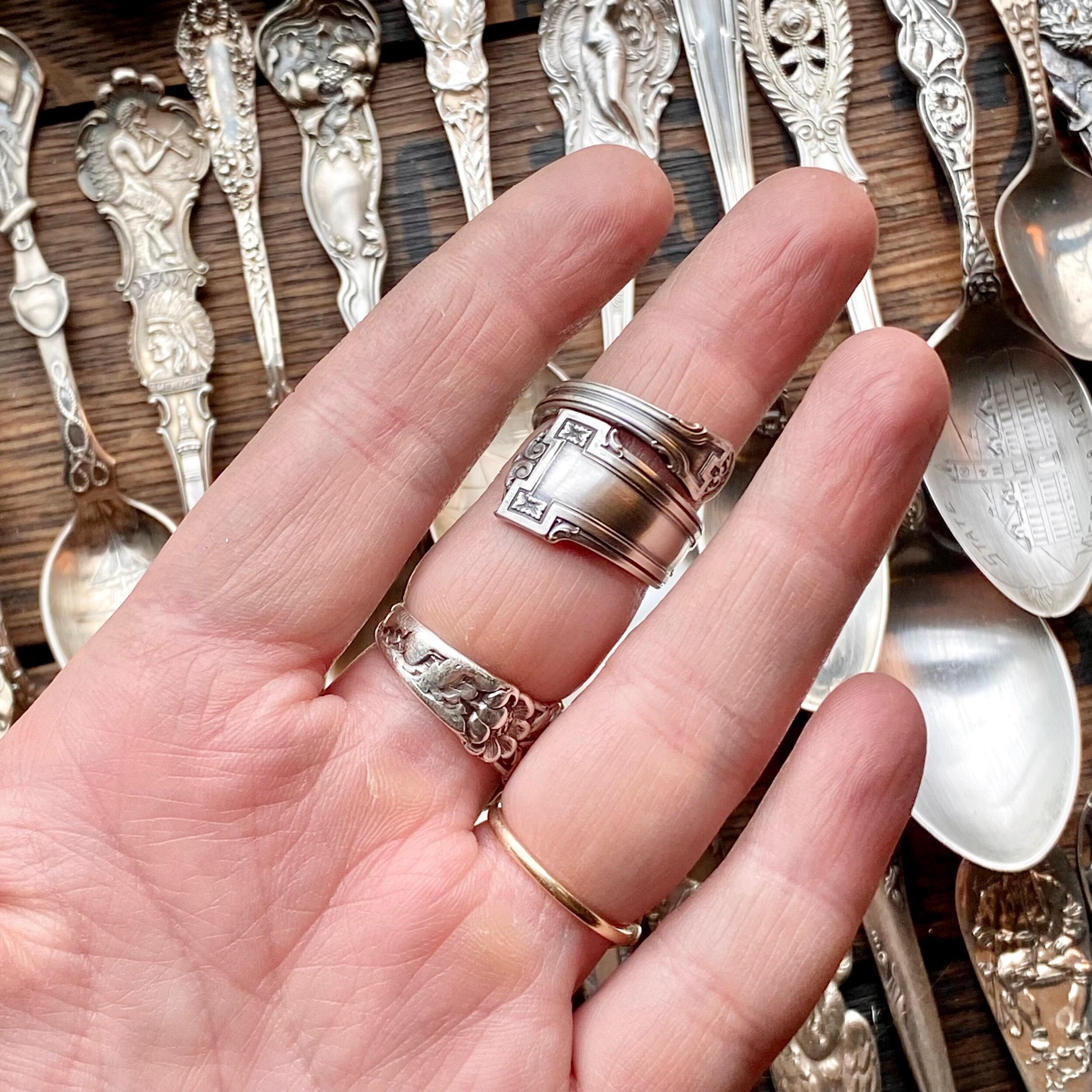 1916 Dauphine Sterling Spoon Ring - LadyForge Jewelry