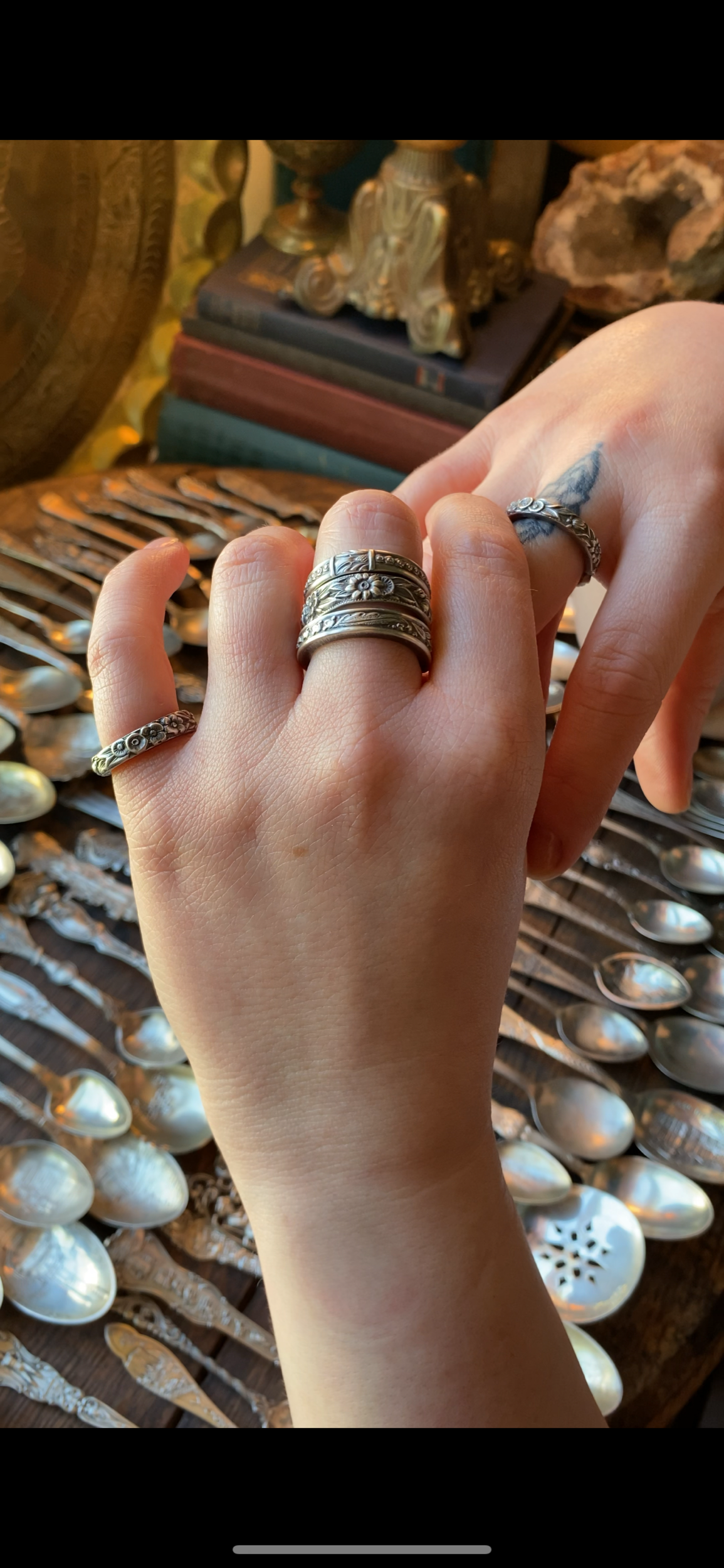 Slender 1892 Rose Sterling Spoon Ring (version A) - LadyForge Jewelry