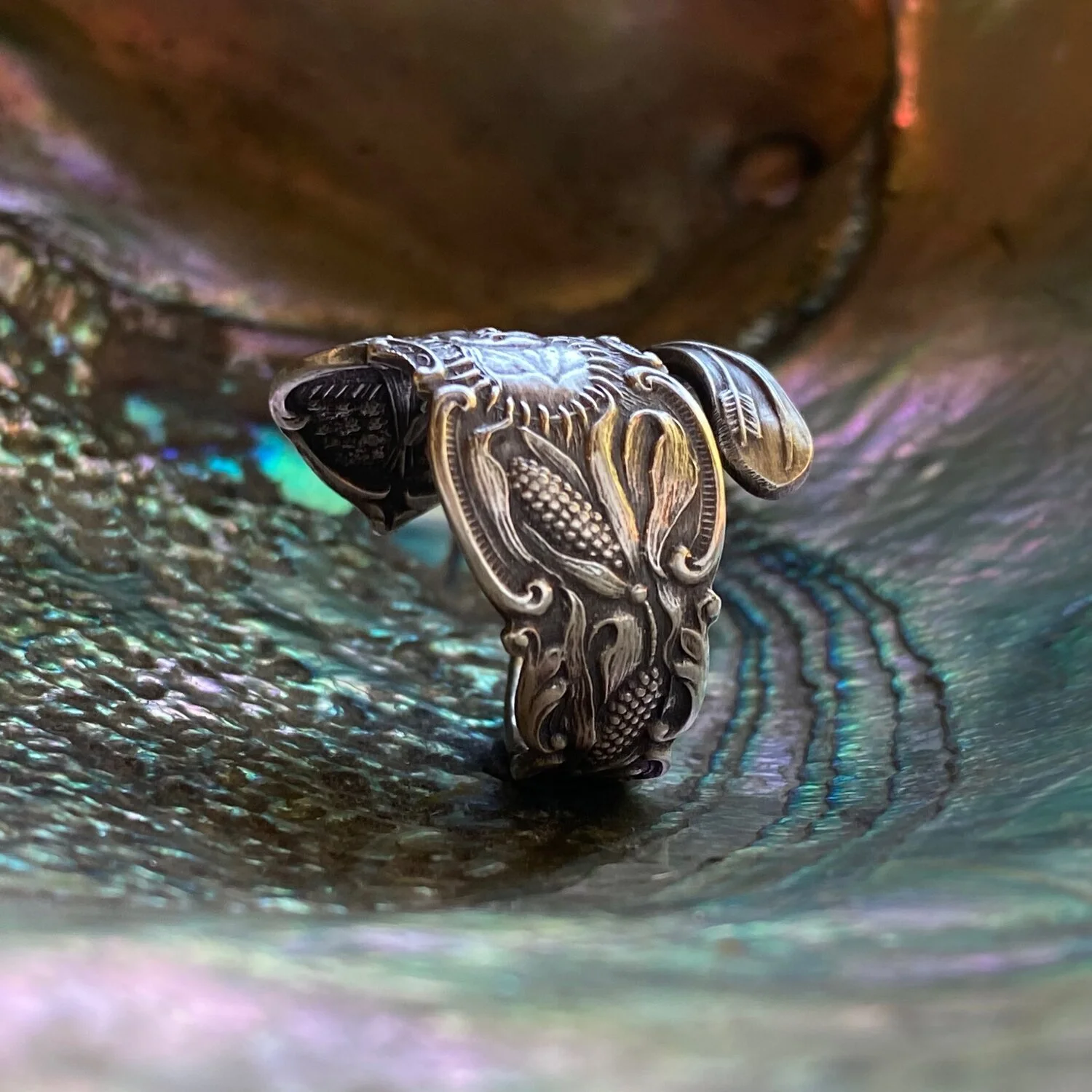 1890s Chief Sterling Spoon Ring - LadyForge Jewelry