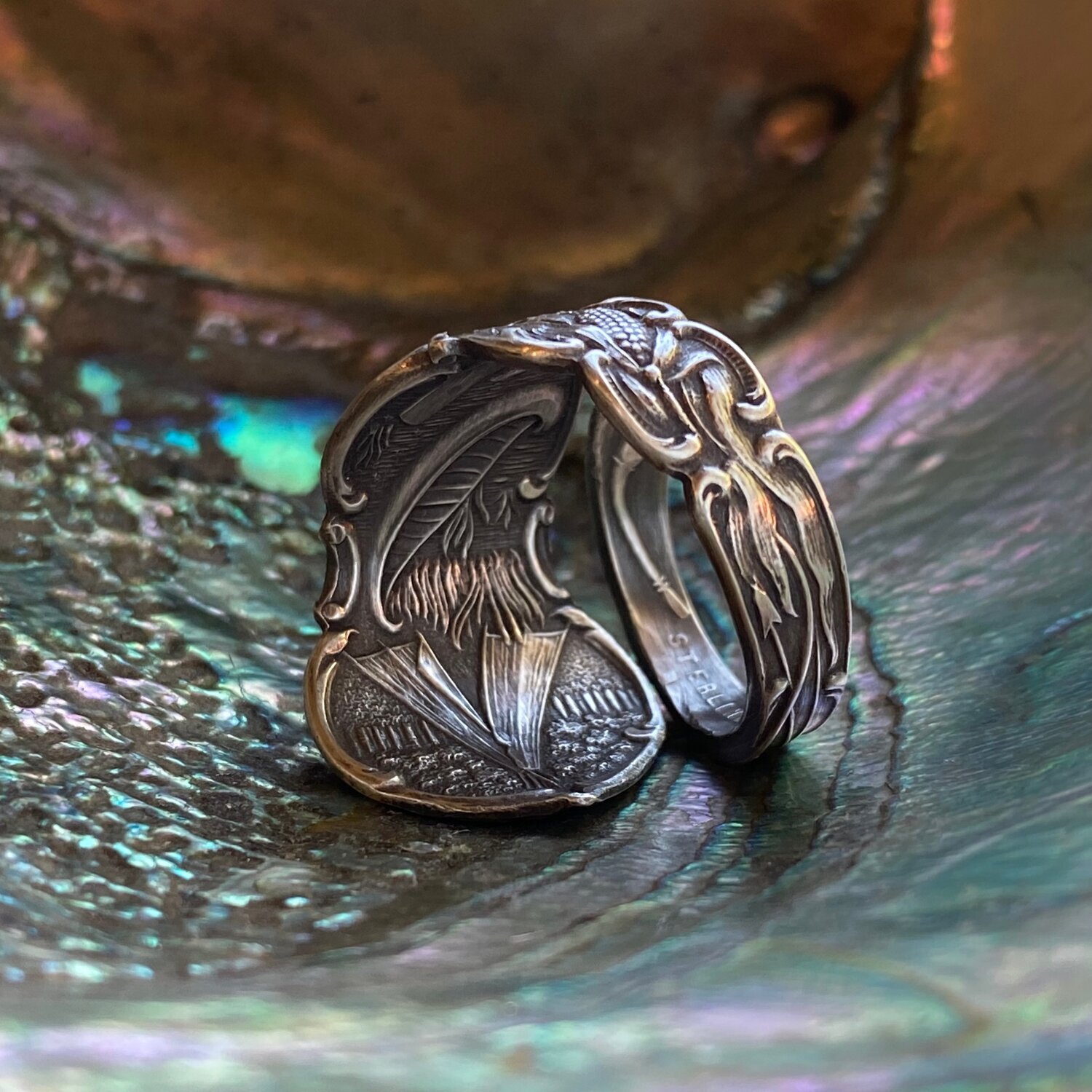 1890s Chief Sterling Spoon Ring - LadyForge Jewelry