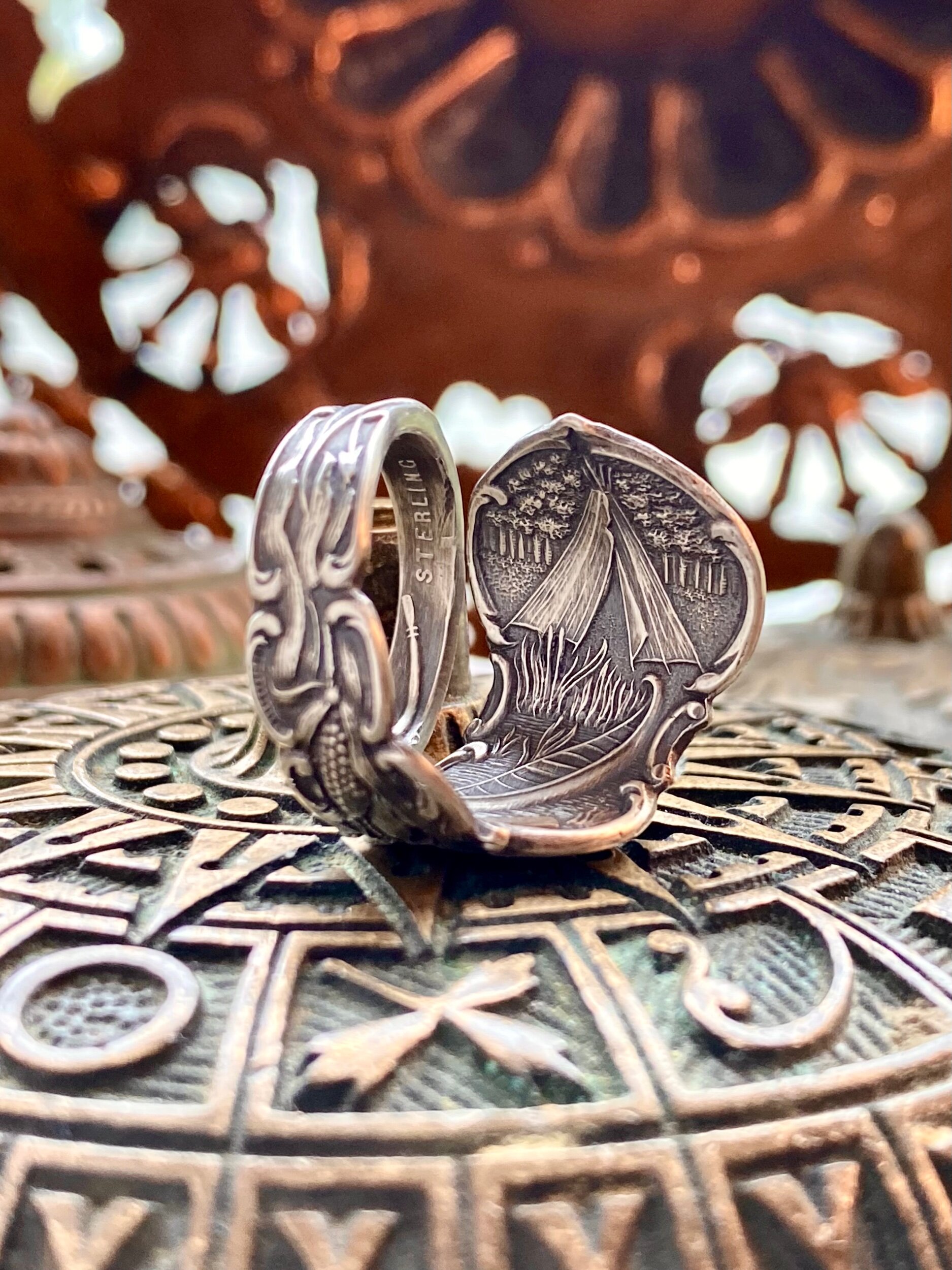 1890s Chief Sterling Spoon Ring - LadyForge Jewelry