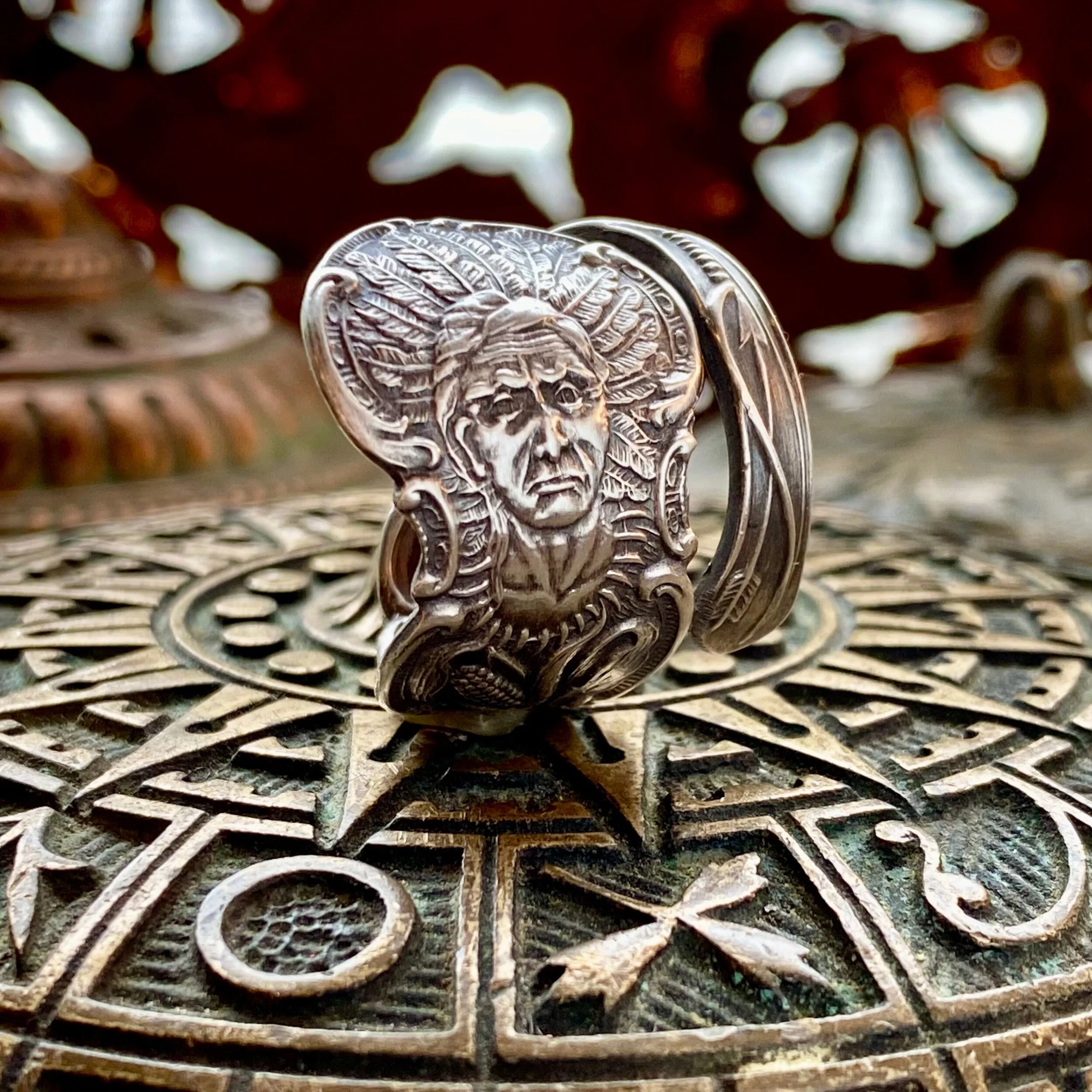 1890s Chief Sterling Spoon Ring - LadyForge Jewelry