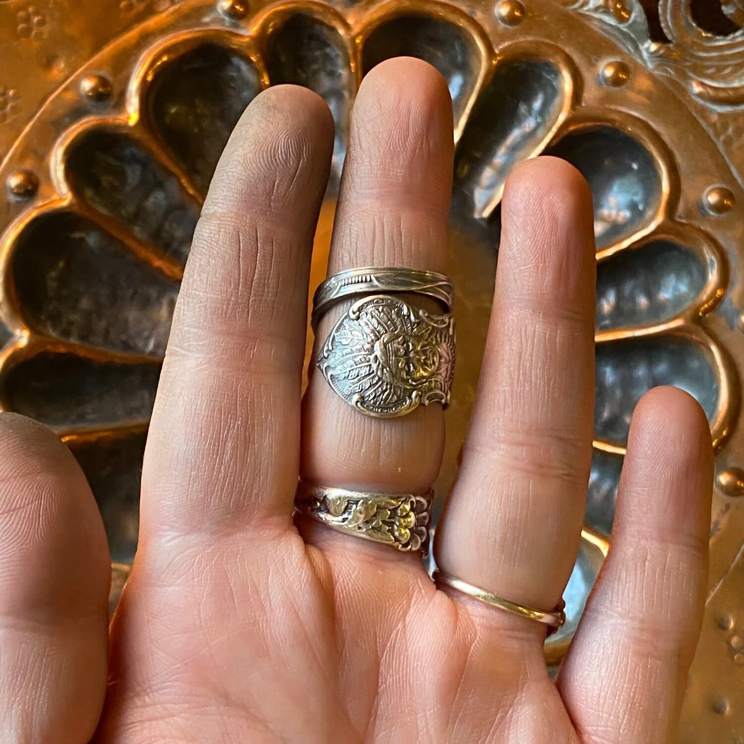 1890s Chief Sterling Spoon Ring - LadyForge Jewelry