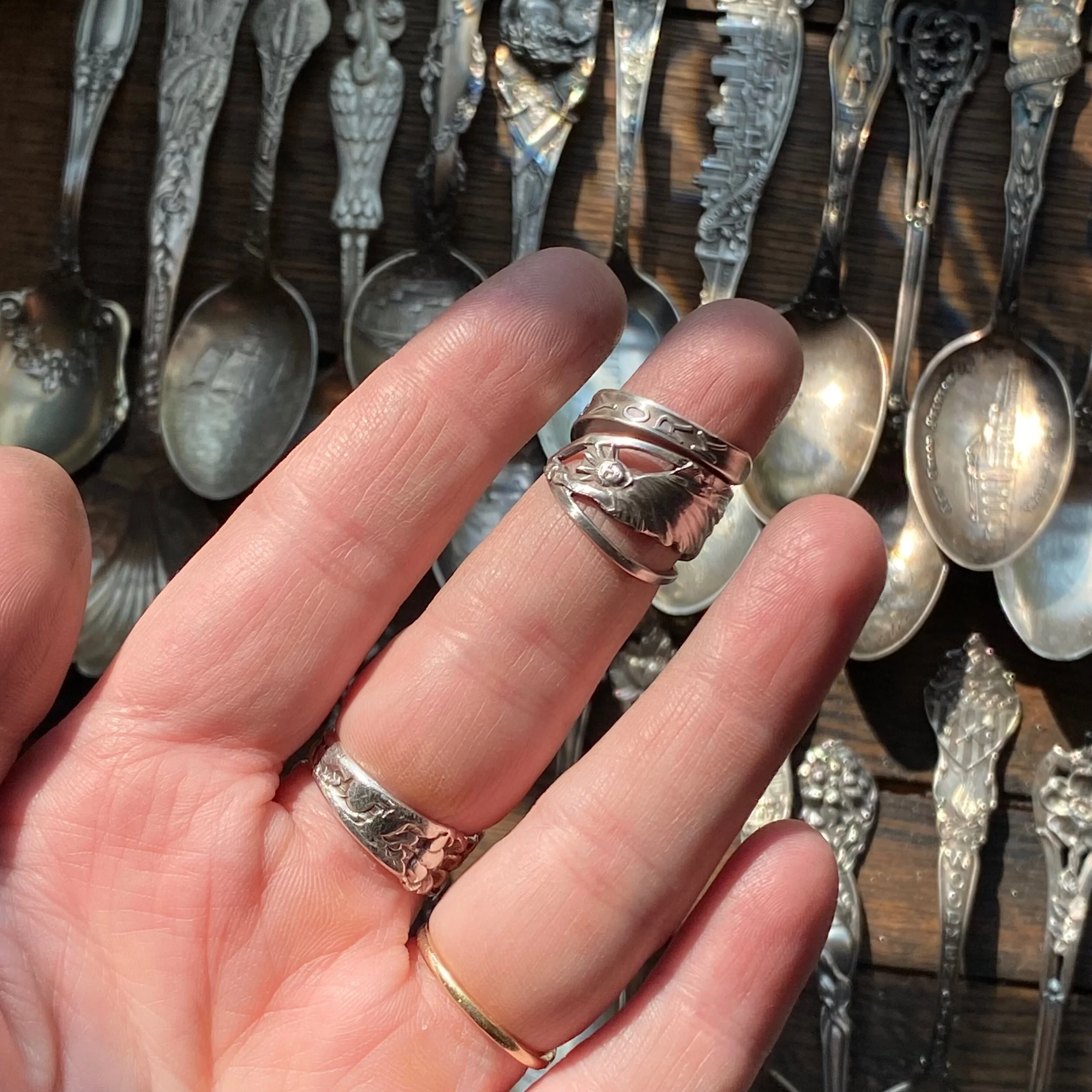 Statue of Liberty Pierced Sterling Spoon Ring - LadyForge Jewelry