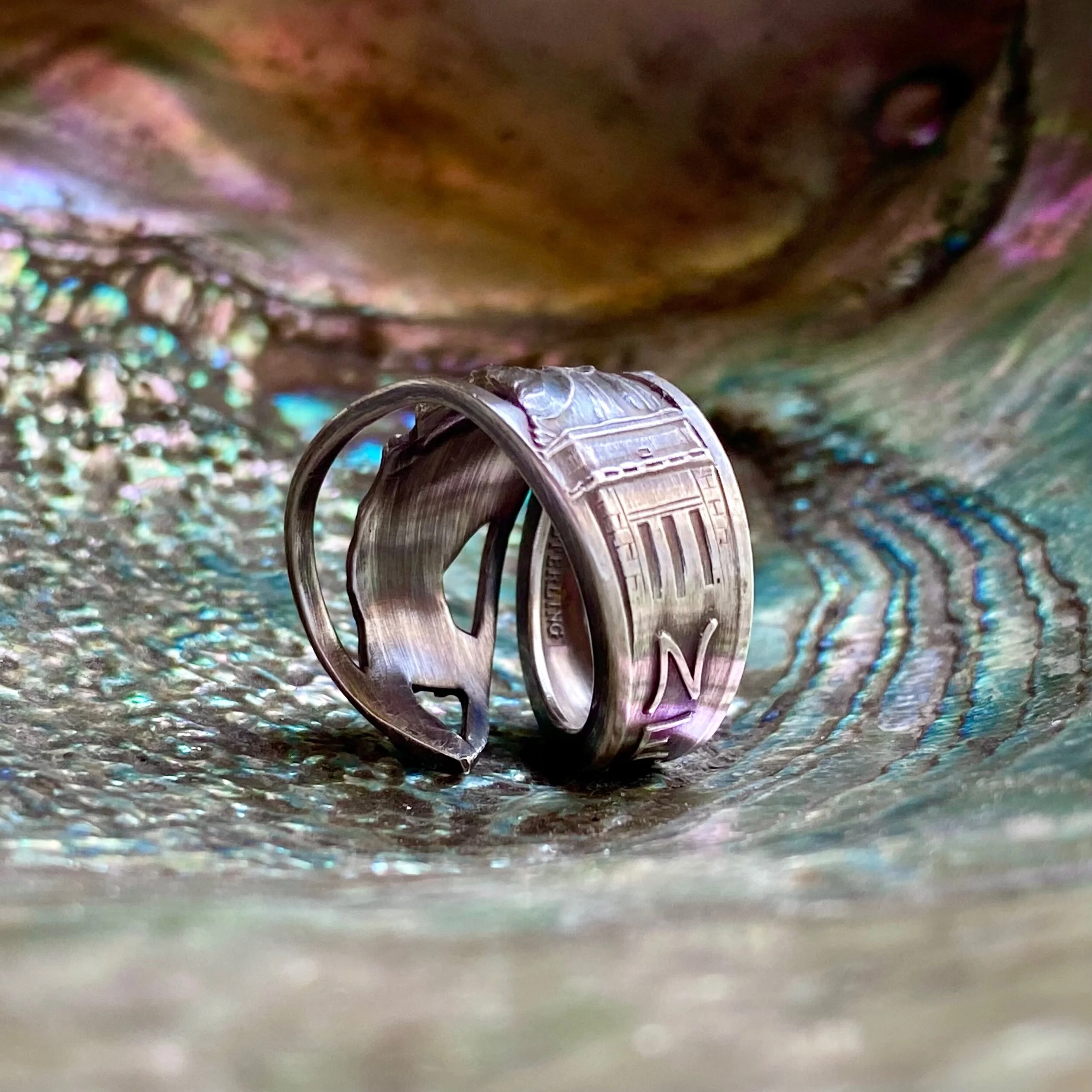 Statue of Liberty Pierced Sterling Spoon Ring - LadyForge Jewelry