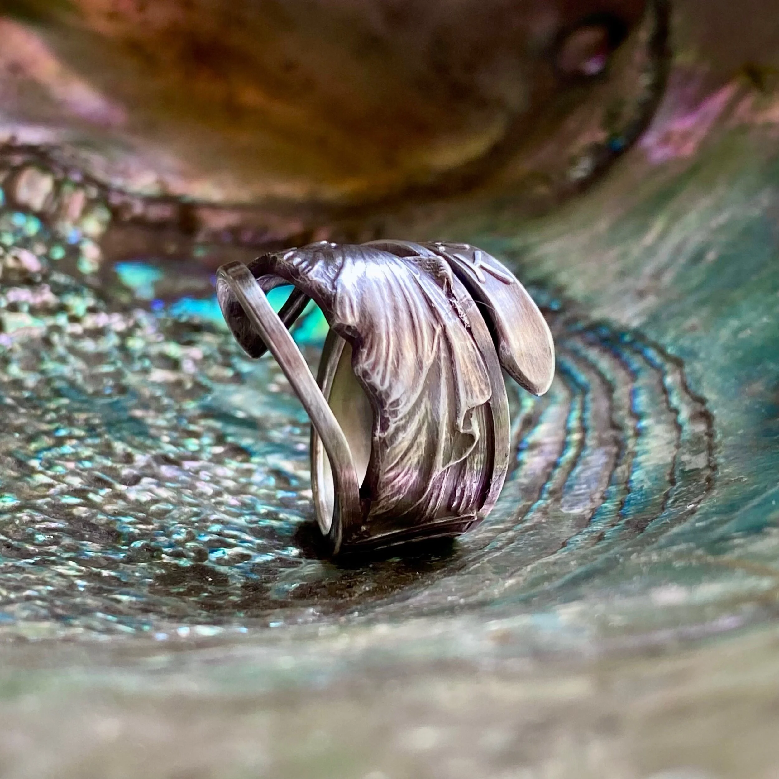 Statue of Liberty Pierced Sterling Spoon Ring - LadyForge Jewelry