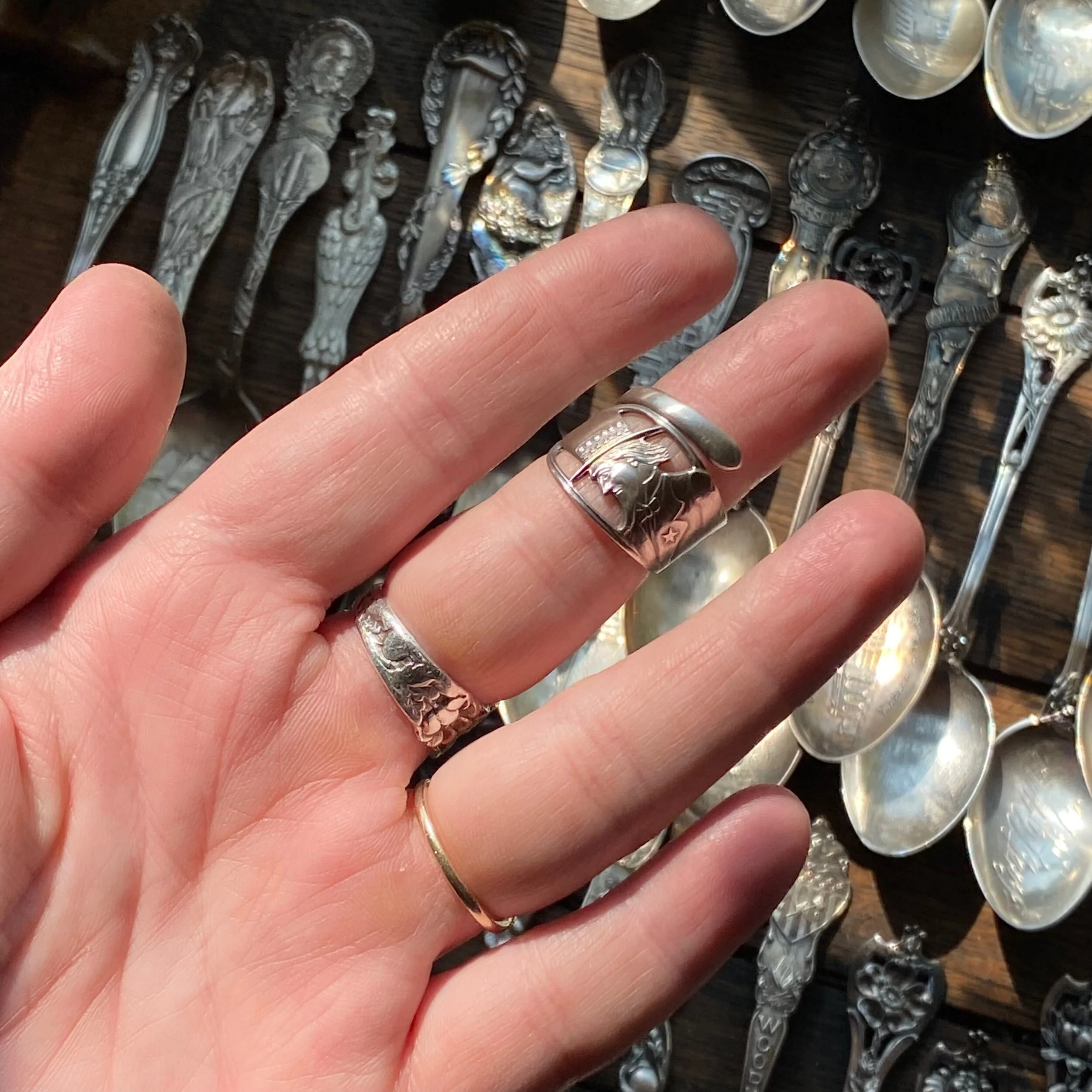 Uncle Sam Sterling Silver Spoon Ring - LadyForge Jewelry