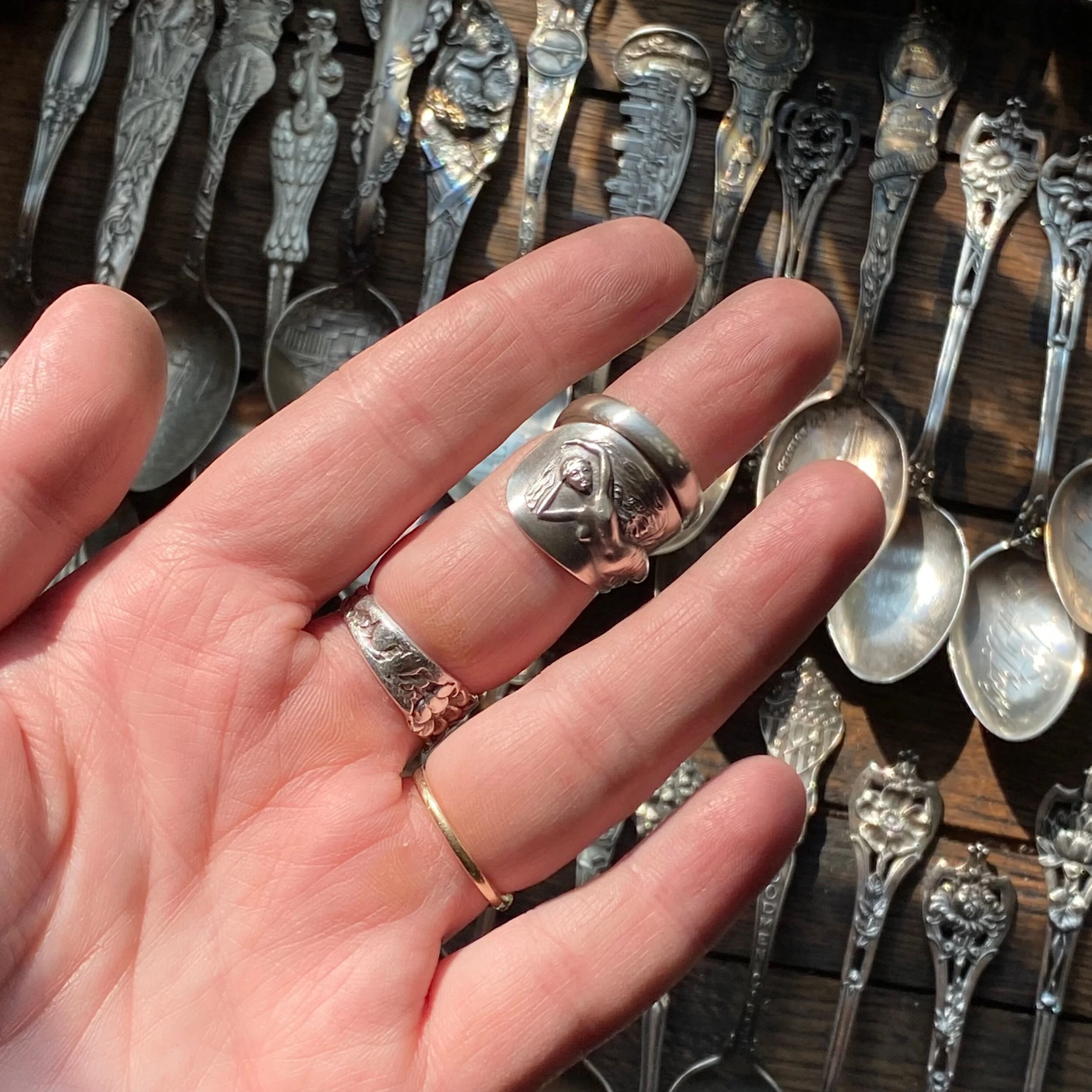 1895 Phoebe Sterling Spoon Ring - LadyForge Jewelry