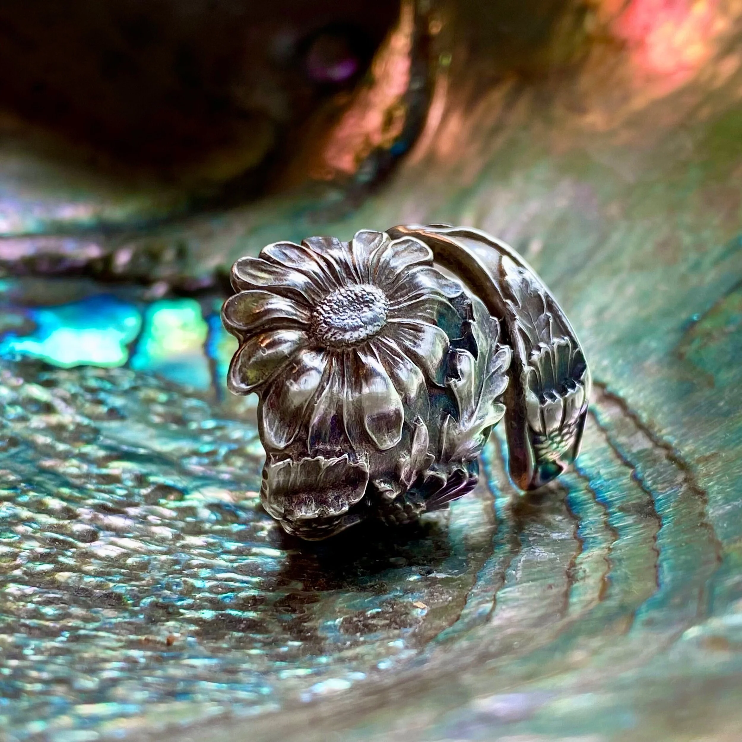 1908 Daisy Sterling Spoon Ring - LadyForge Jewelry