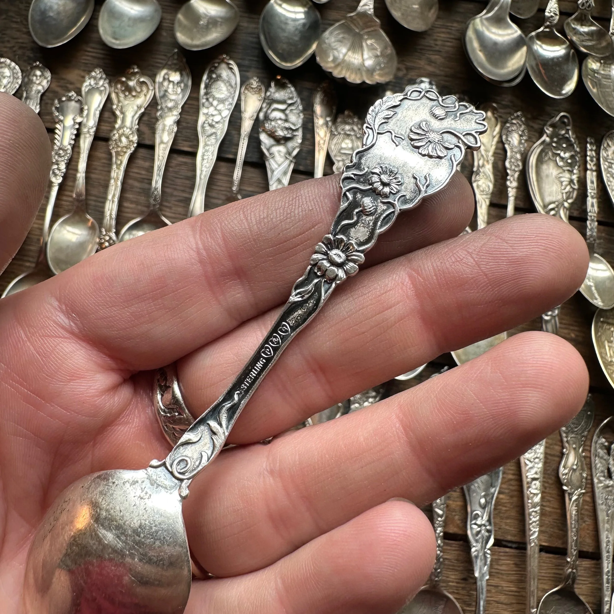 1908 Daisy Sterling Spoon Ring - LadyForge Jewelry