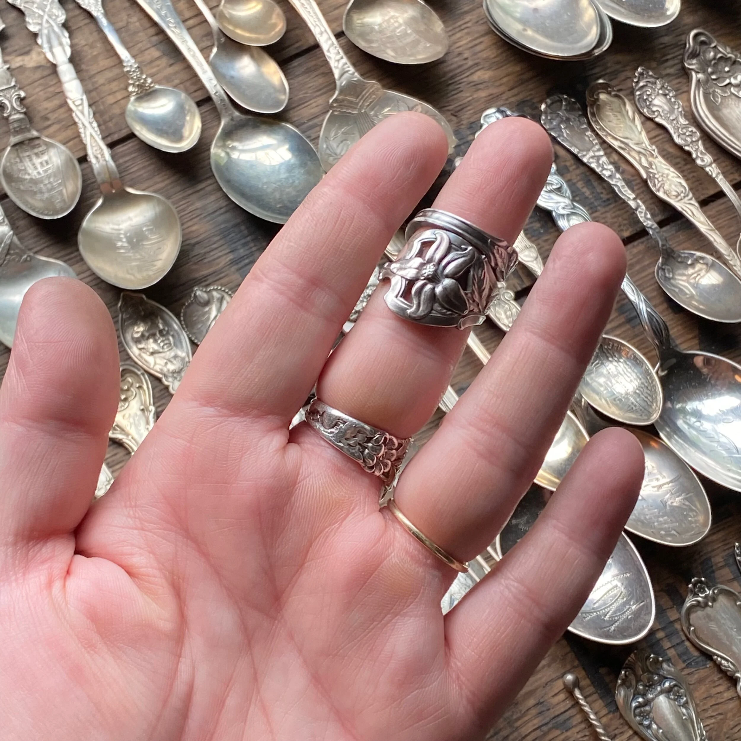1903 Orange Blossom Sterling Spoon Ring - LadyForge Jewelry