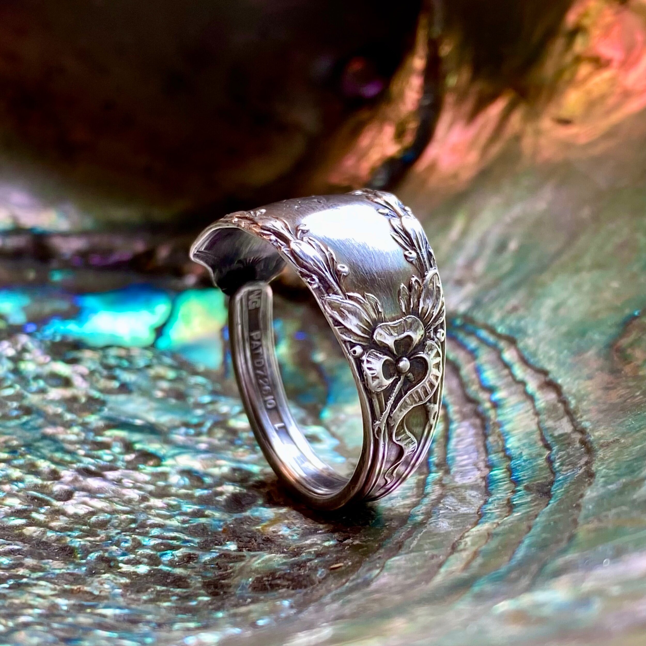 1911 John Handcock Sterling Spoon Ring - LadyForge Jewelry