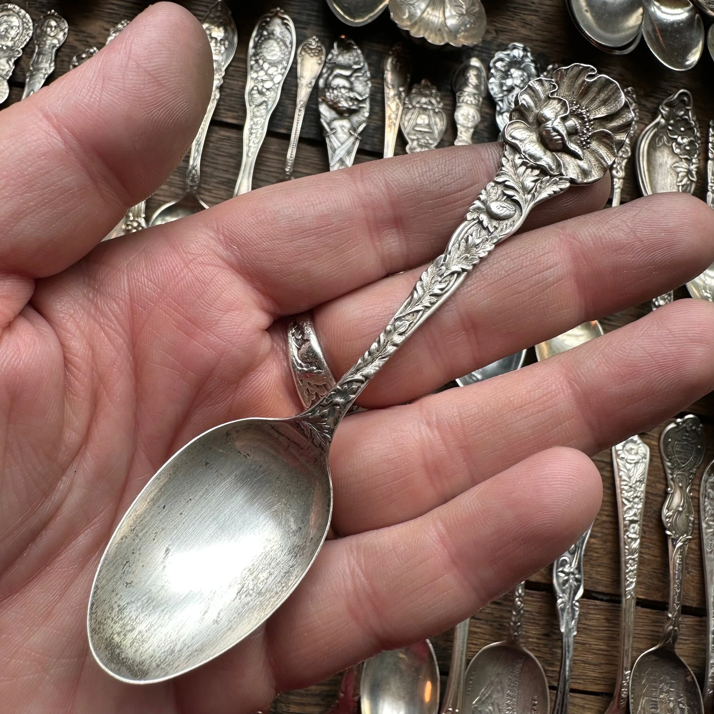 1900 Manchester Poppy Sterling Spoon Ring - LadyForge Jewelry
