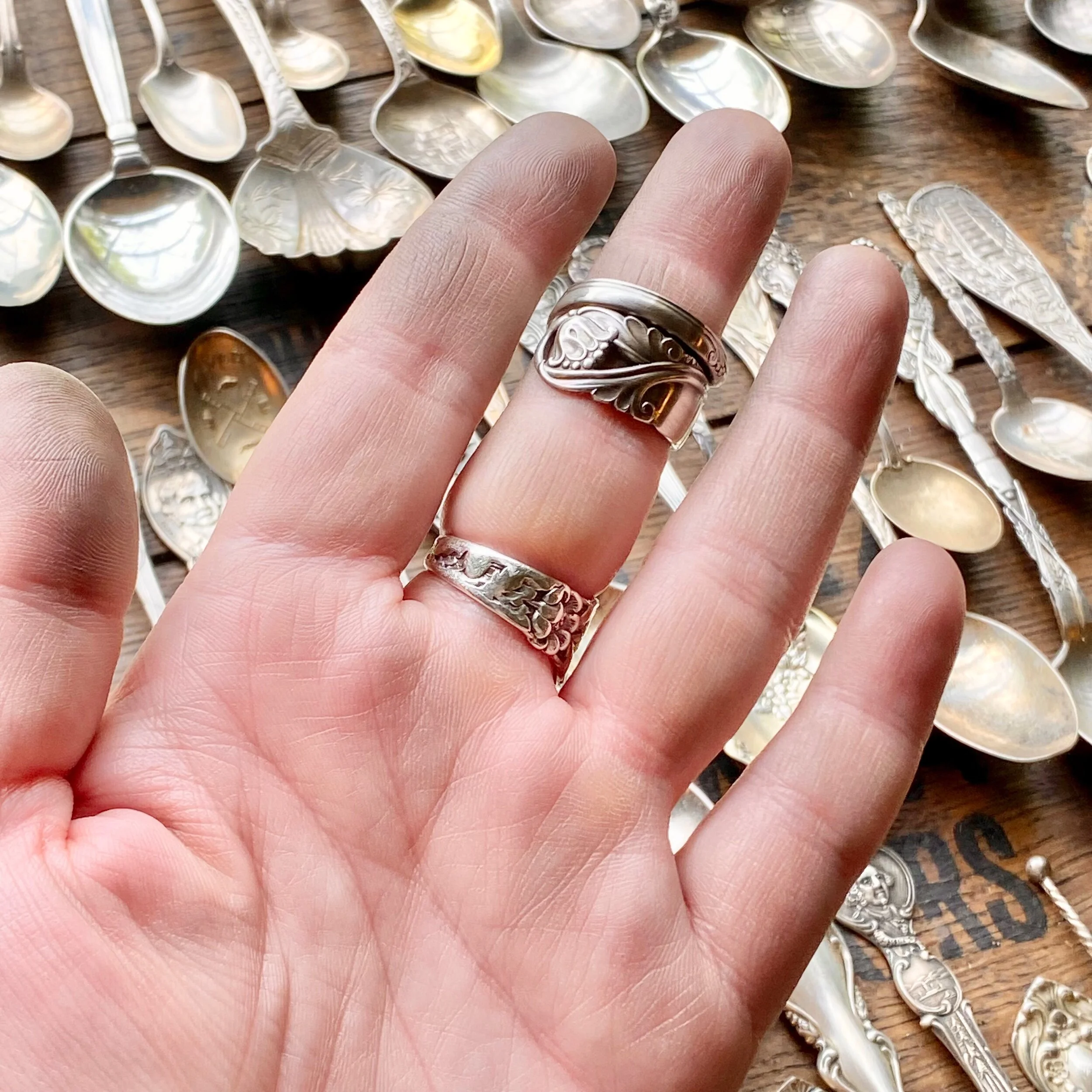1942 Spring Glory Sterling Spoon Ring - LadyForge Jewelry