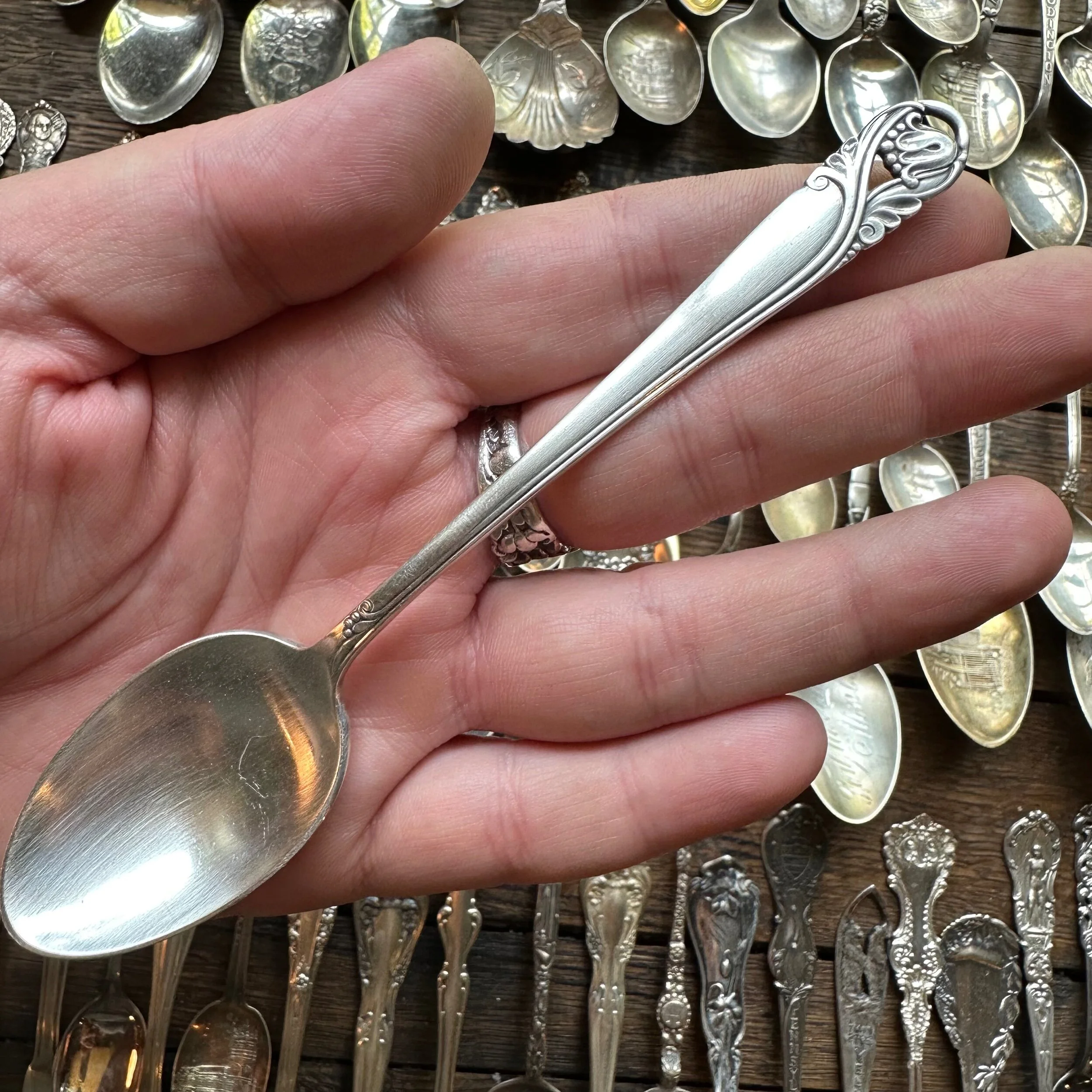 1942 Spring Glory Sterling Spoon Ring - LadyForge Jewelry