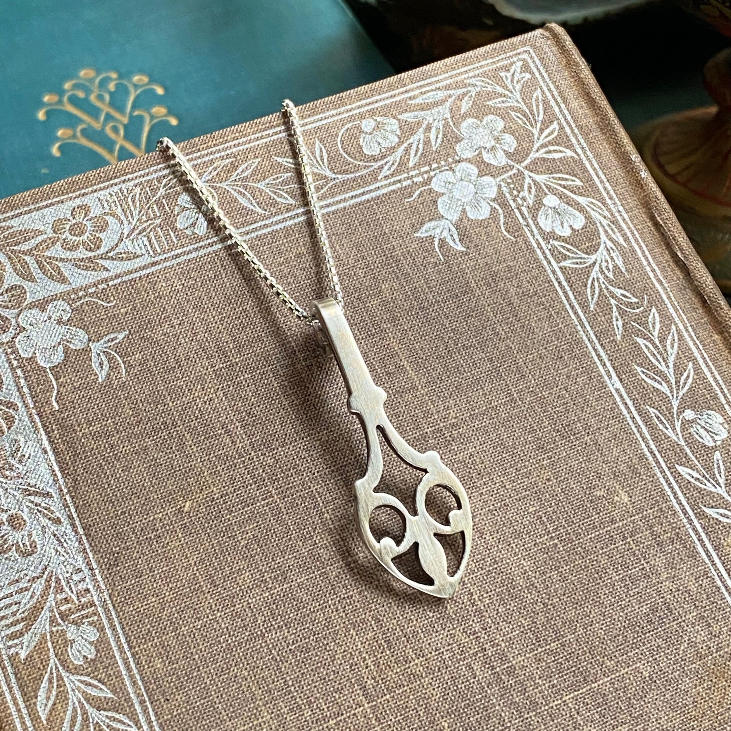 European Pierced Sterling Spoon Handle Necklace - LadyForge Jewelry