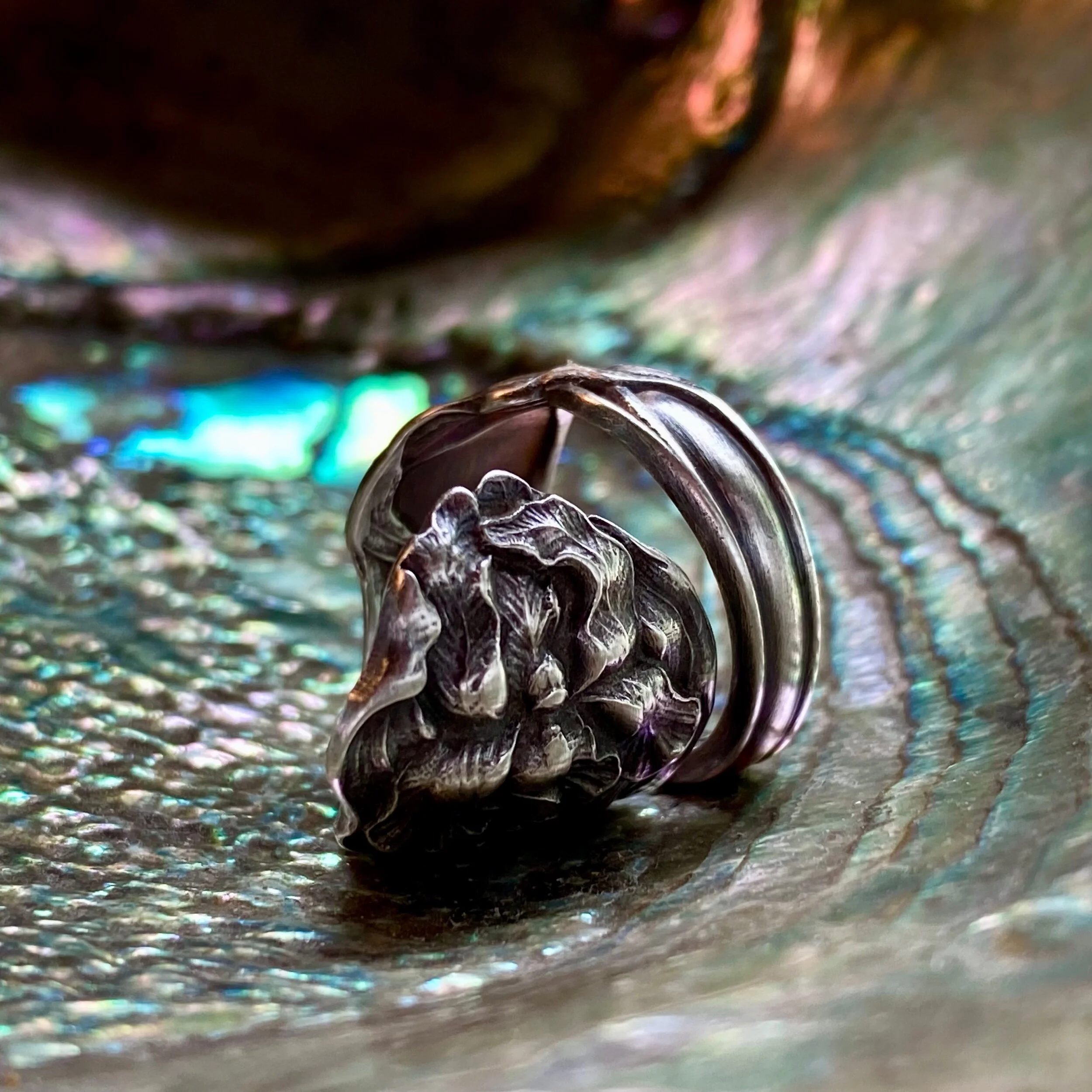 1905 Iris Sterling Spoon Ring - LadyForge Jewelry
