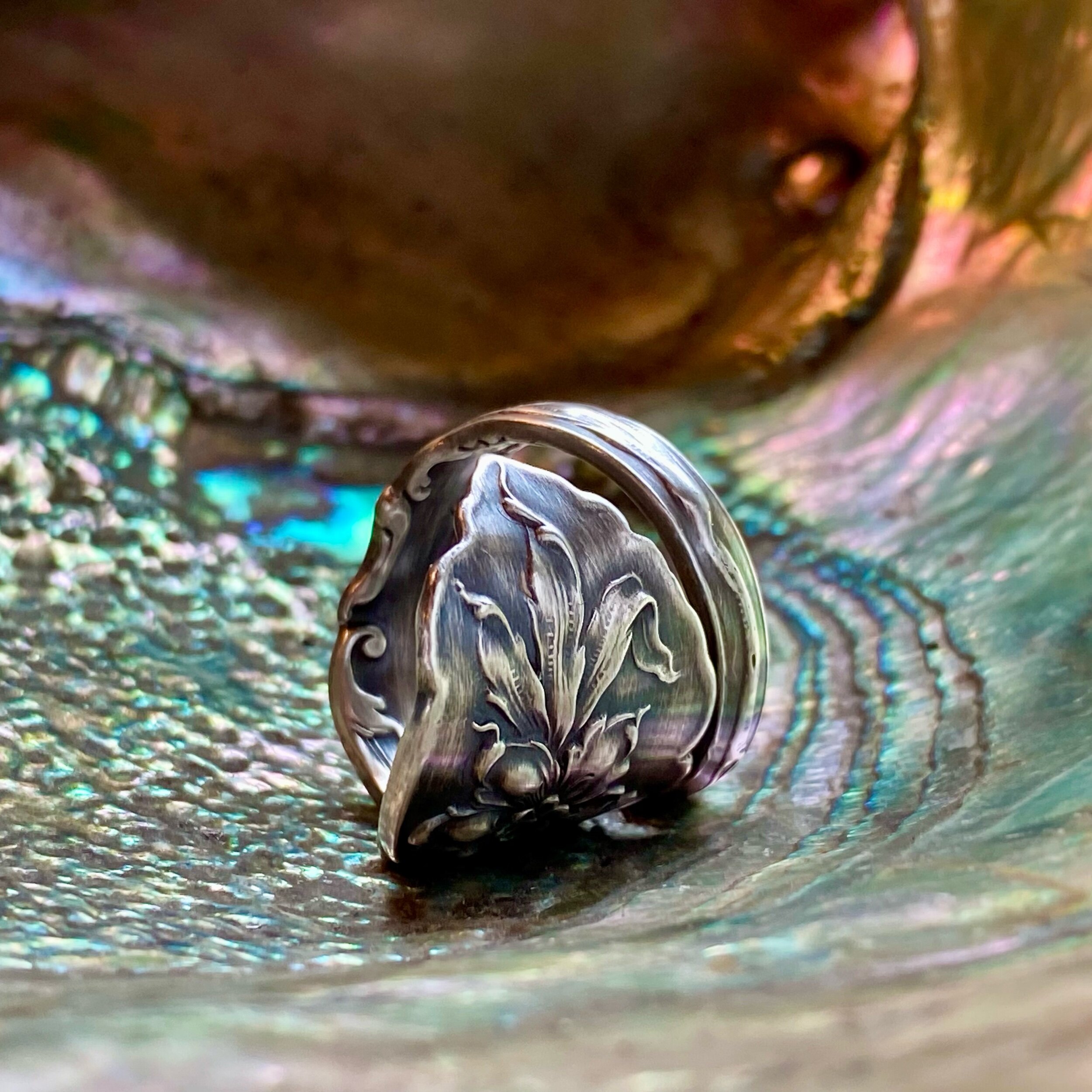 1890 Narcissus Sterling Spoon Ring - LadyForge Jewelry