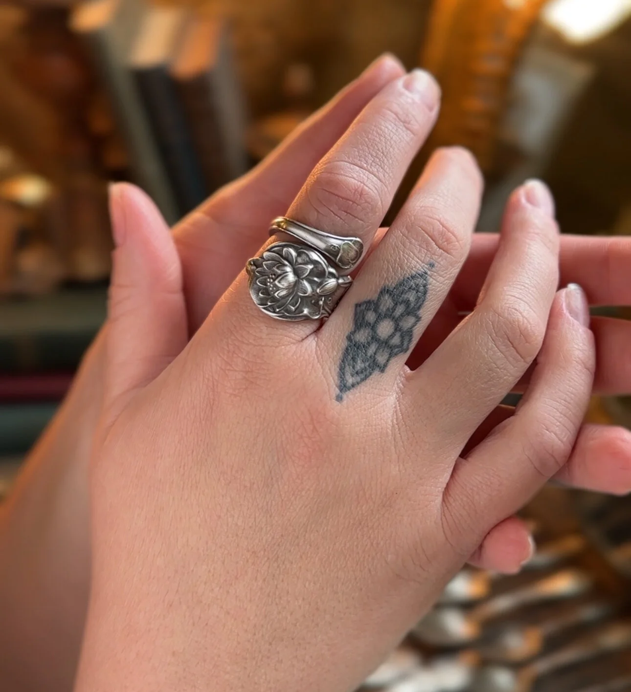 1903 Waterlily Sterling Spoon Ring - LadyForge Jewelry
