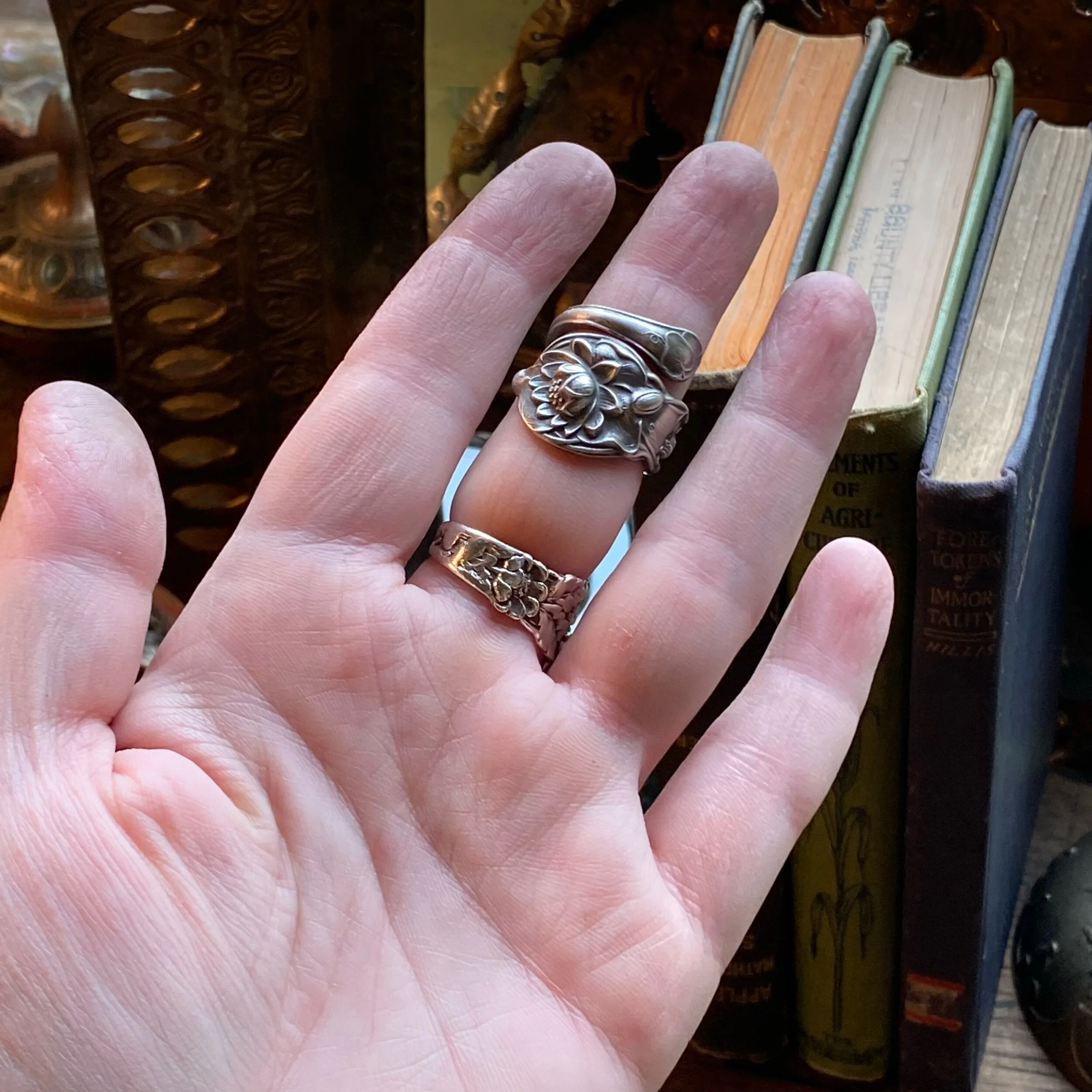 1903 Waterlily Sterling Spoon Ring - LadyForge Jewelry