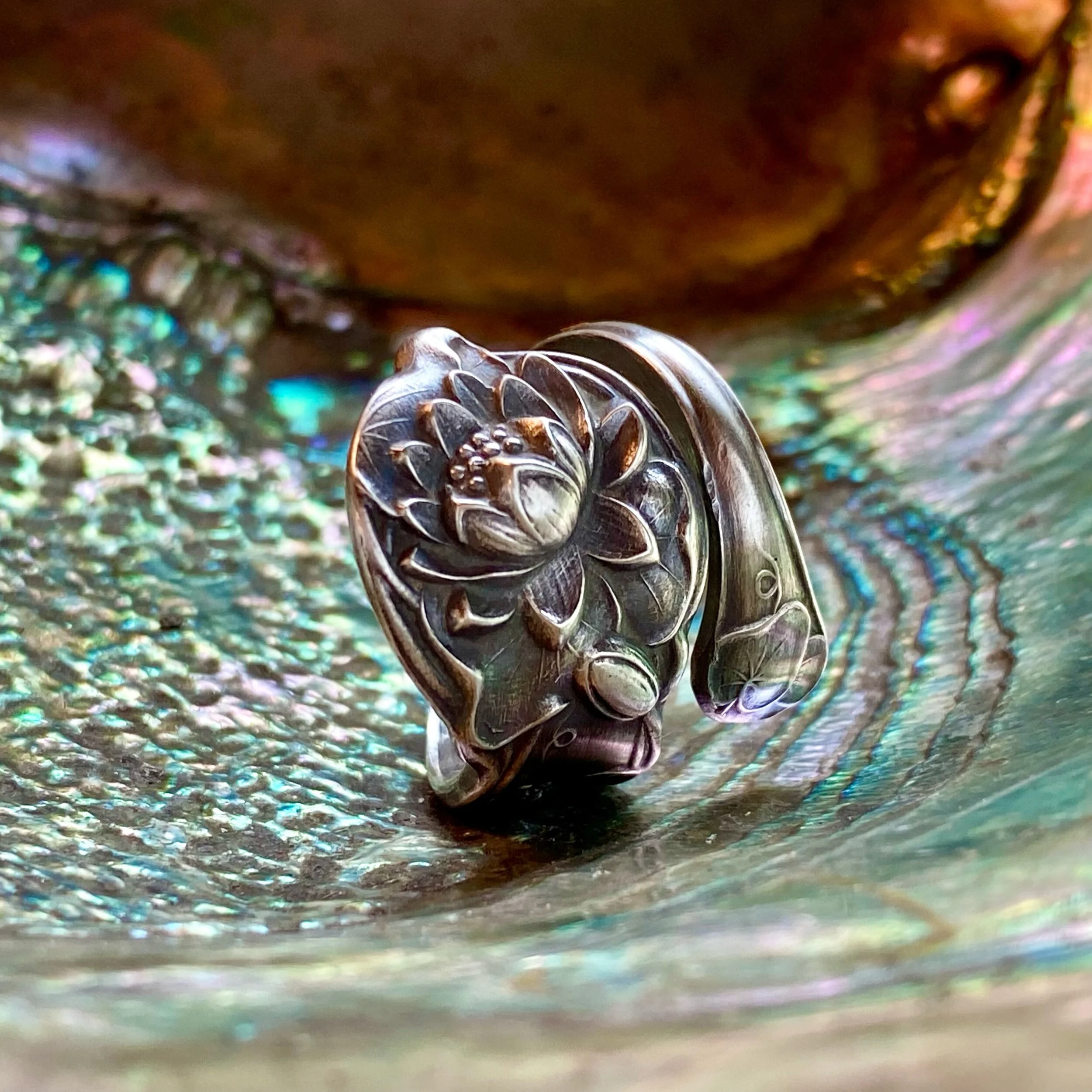 1903 Waterlily Sterling Spoon Ring - LadyForge Jewelry