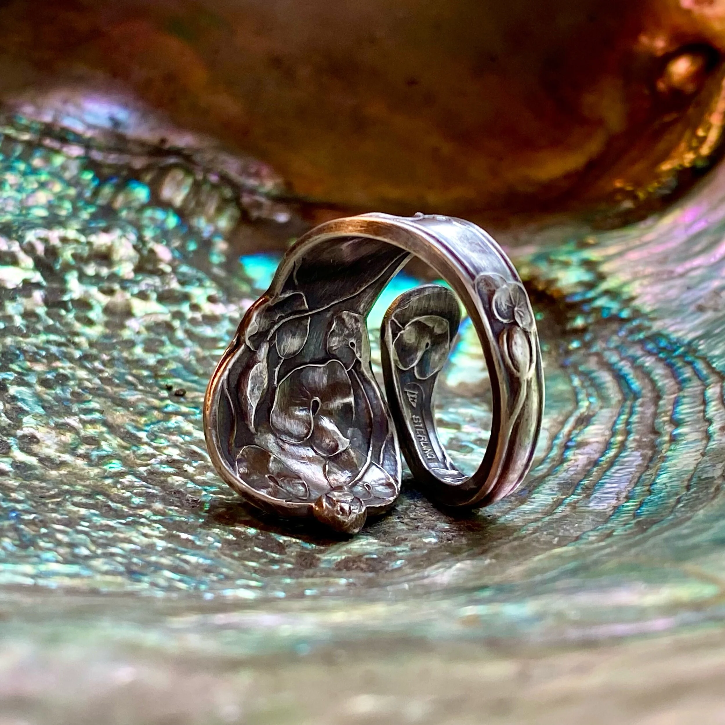 1903 Waterlily Sterling Spoon Ring - LadyForge Jewelry